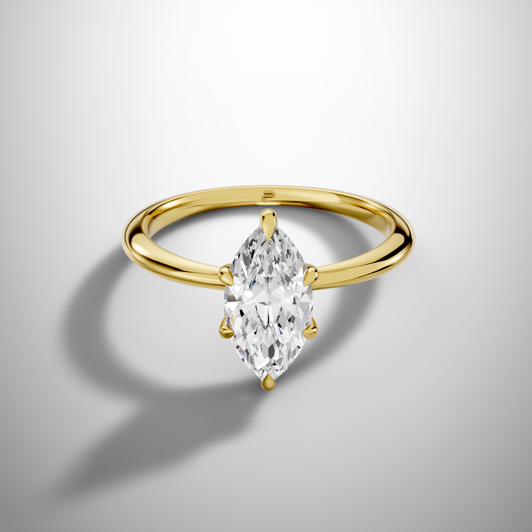 Marquise moissanite engagement ring in sterling silver elegant solitaire