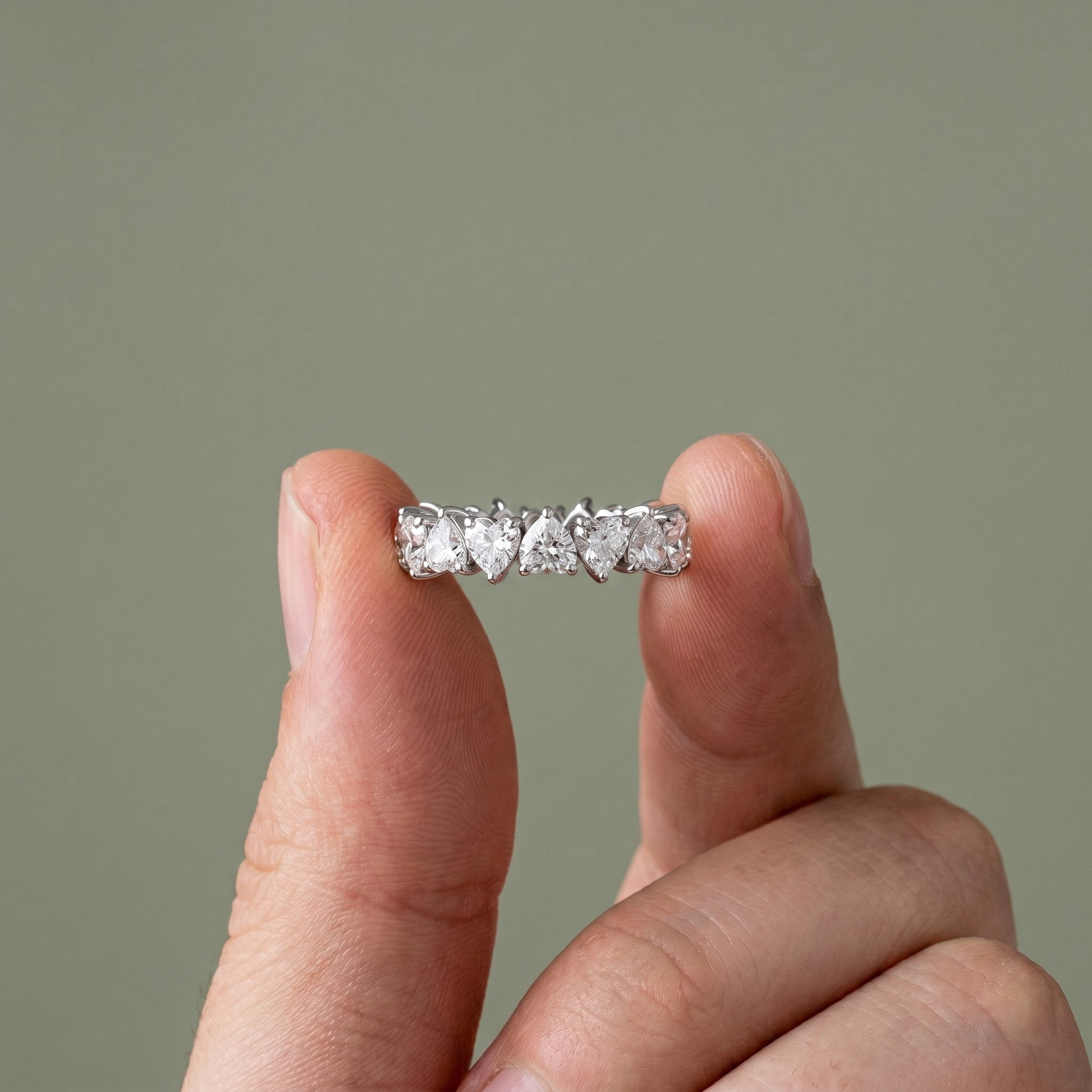 925 Silver Heart Shape Moissanite Eternity Ring – Diamond Look Full Band Romantic Luxury Ring