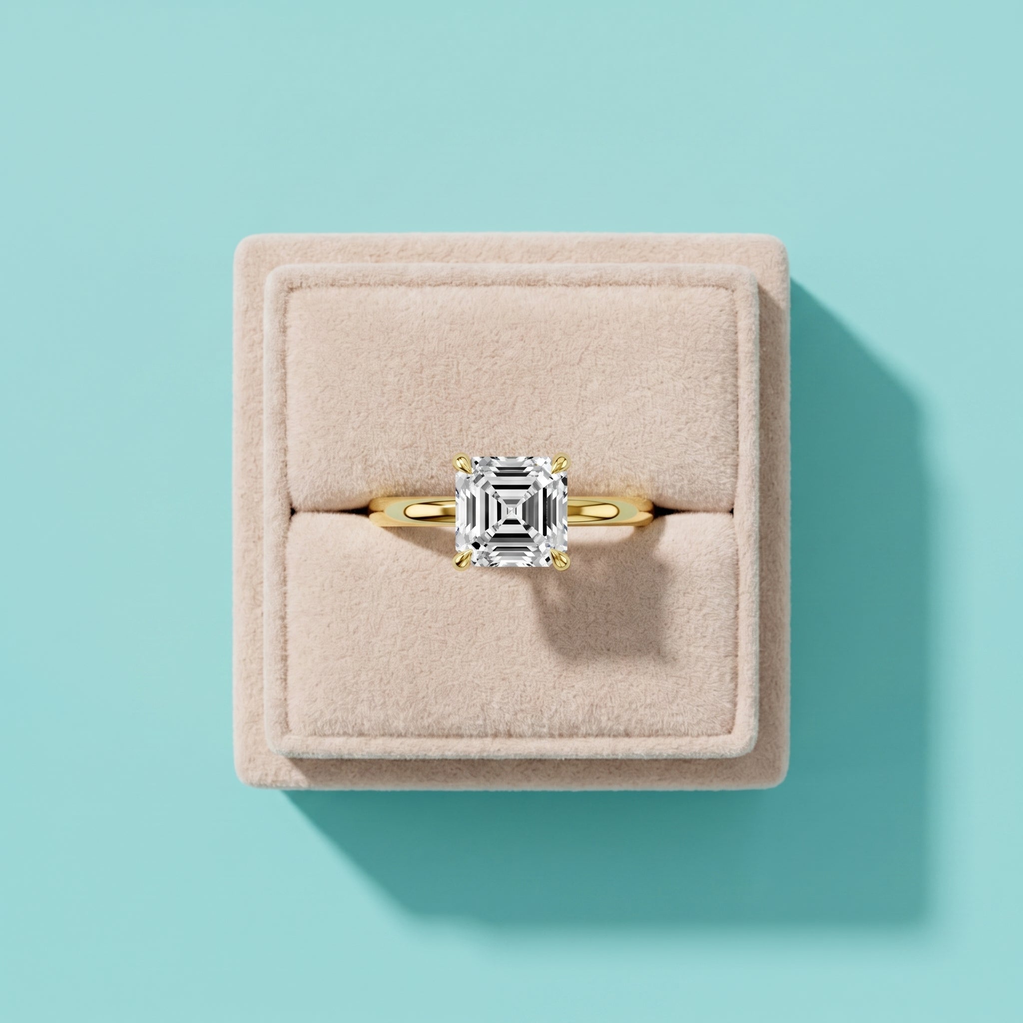 925 Silver Asscher Cut Moissanite Ring | 1 Ct Square Diamond-Look Solitaire Engagement Ring for Women