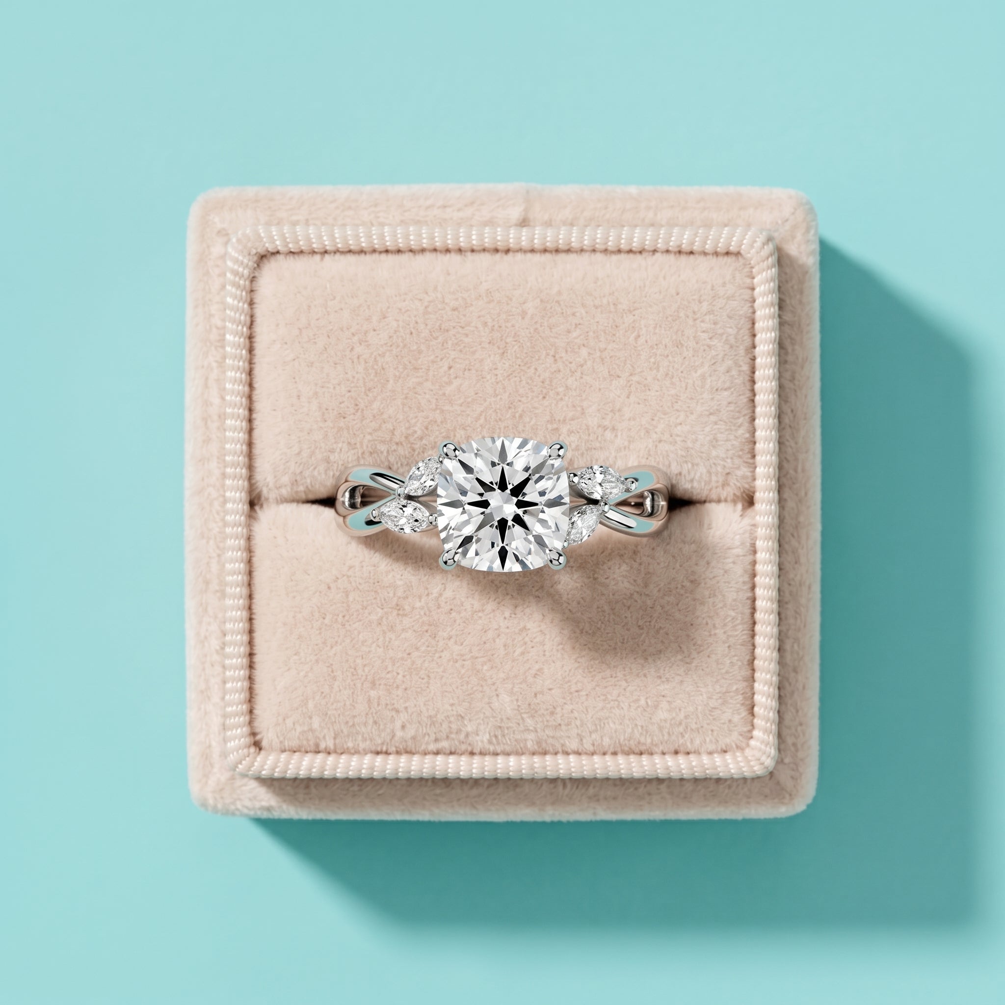 1.5 Carat Cushion Cut Moissanite Infinity Engagement Ring in 925 Sterling Silver