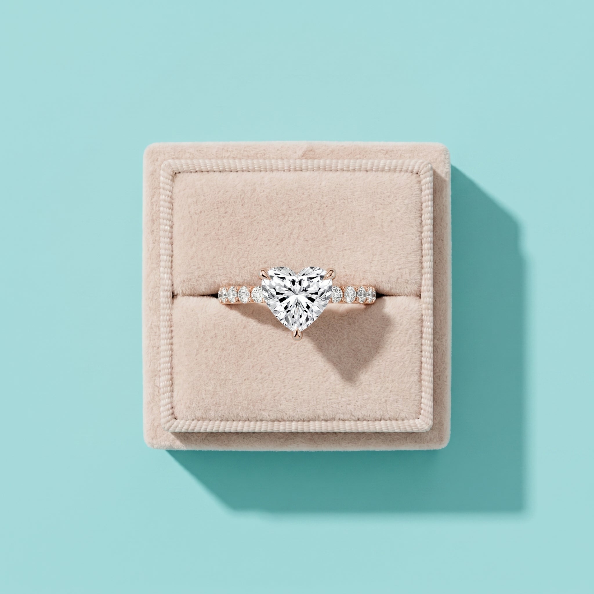 925 Silver Heart Shape Moissanite Engagement Ring – Pavé Diamond Style Band | Pavia Jewels