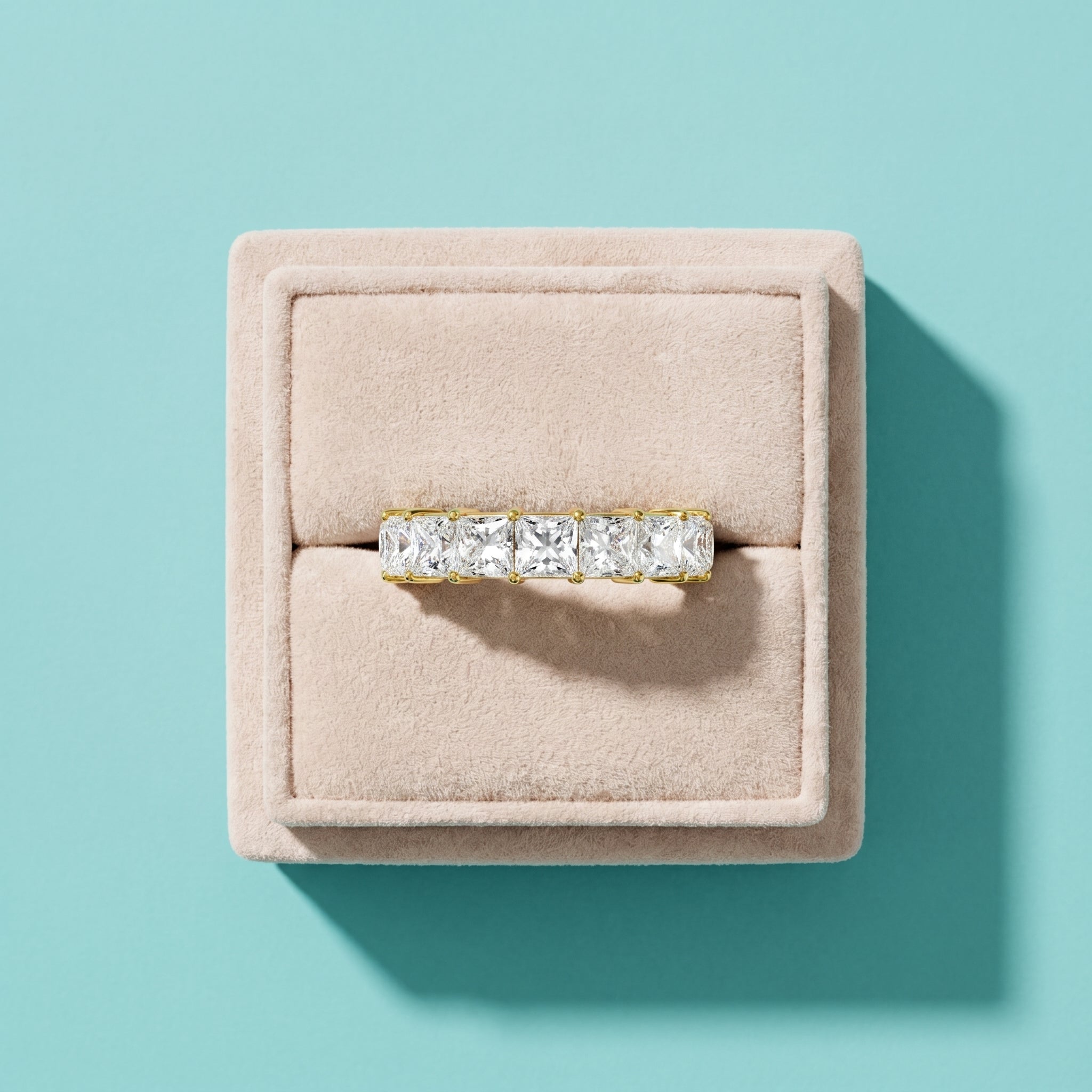 925 Silver Princess Cut Moissanite Eternity Ring – Diamond Look Full Band Luxury Wedding Ring
