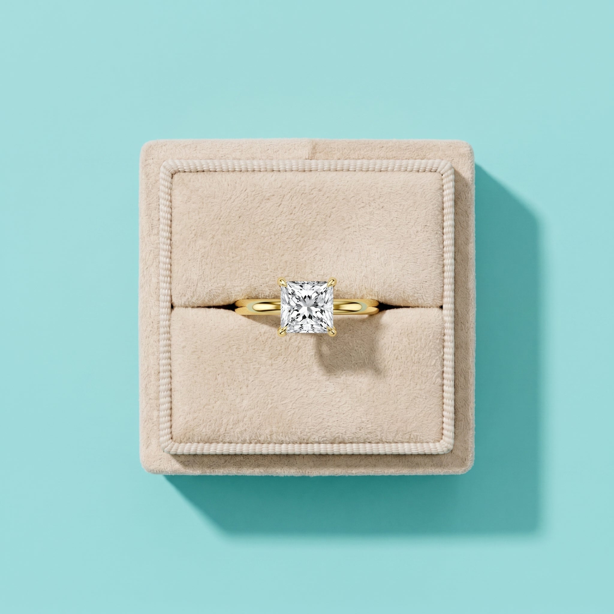 925 Silver Princess Cut Moissanite Ring | 1 Ct Square Diamond-Look Solitaire Engagement Ring for Women