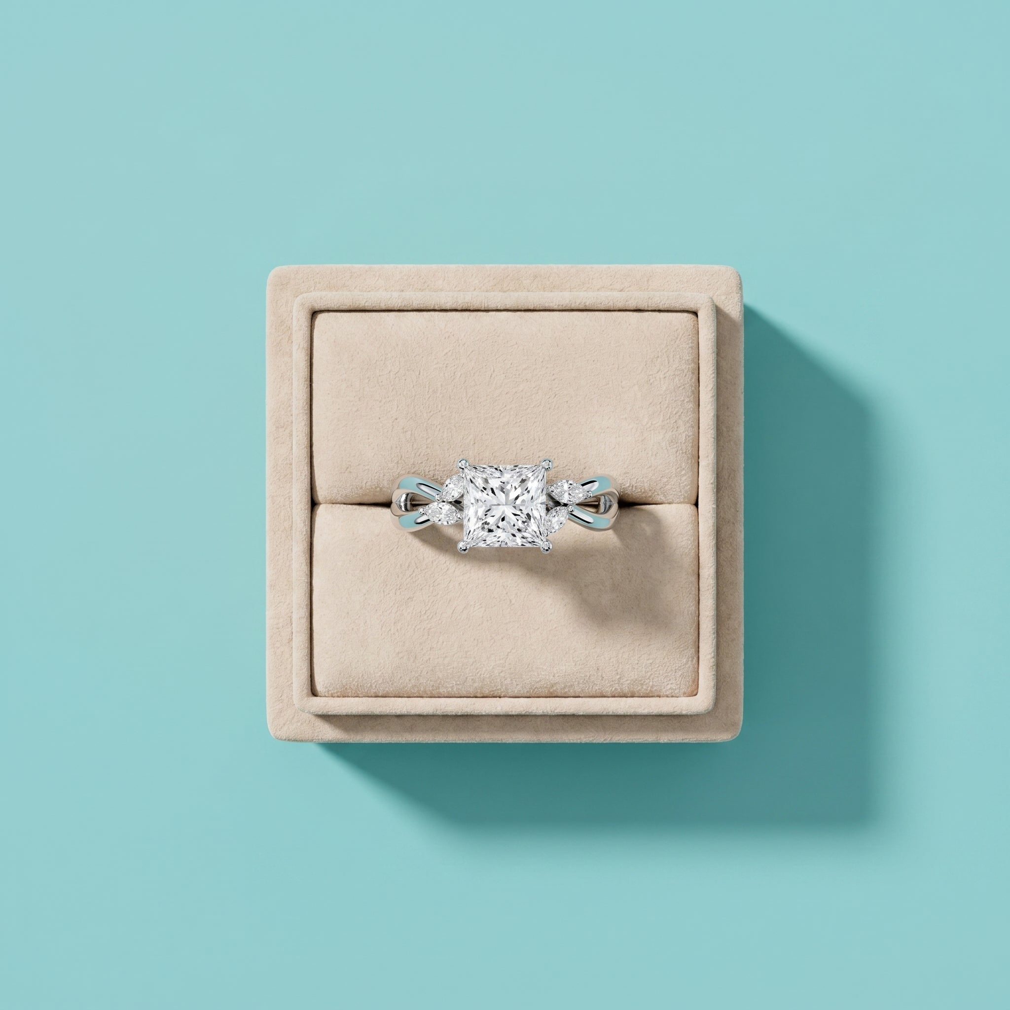 1.5 Carat Princess Cut Moissanite Infinity Engagement Ring in 925 Sterling Silver
