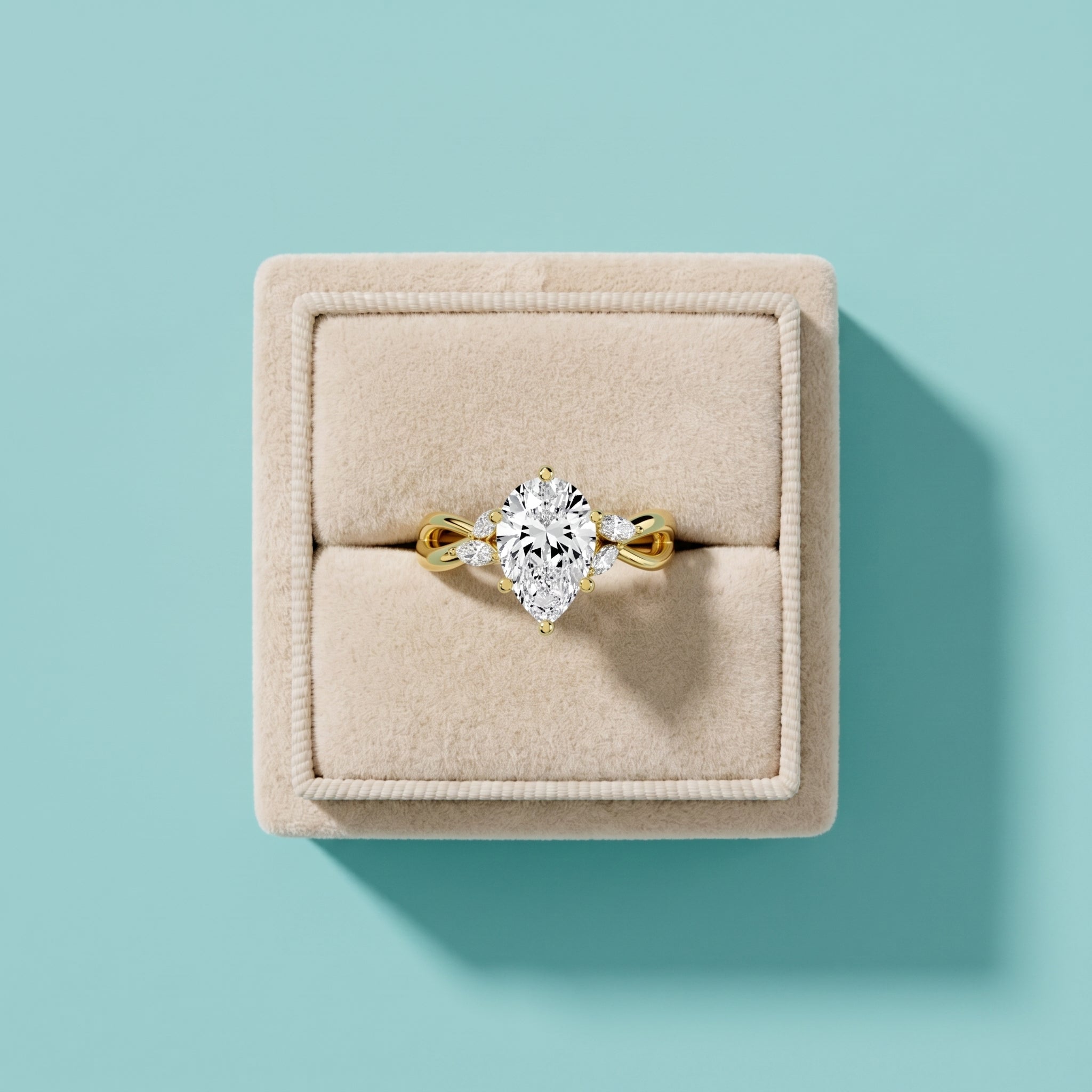 1.5 Carat Pear Cut Moissanite Infinity Engagement Ring in 925 Sterling Silver