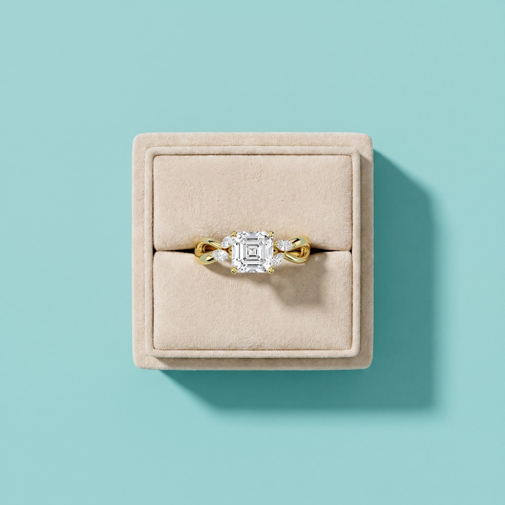 1.5 Carat Asscher Cut Moissanite Infinity Engagement Ring in 925 Sterling Silver