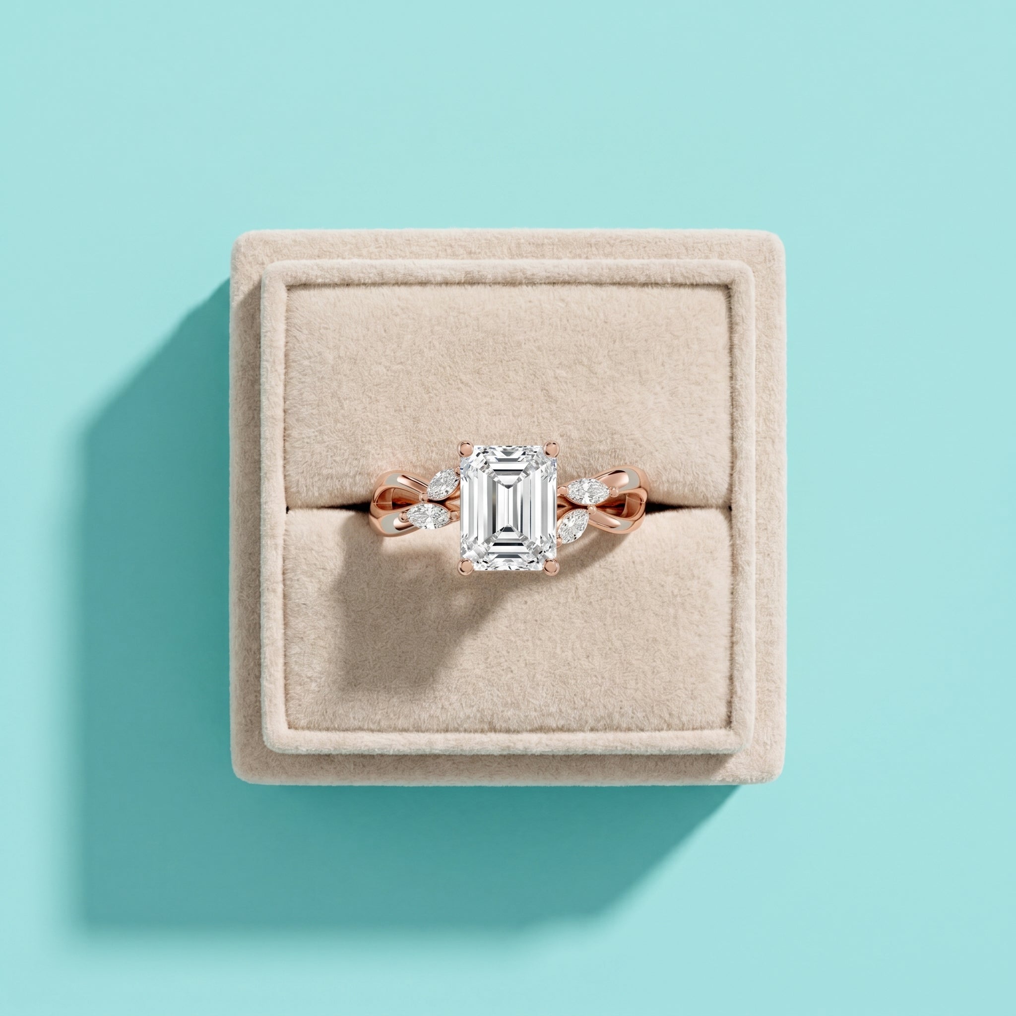 1.5 Carat Emerald Cut Moissanite Infinity Engagement Ring in 925 Sterling Silver