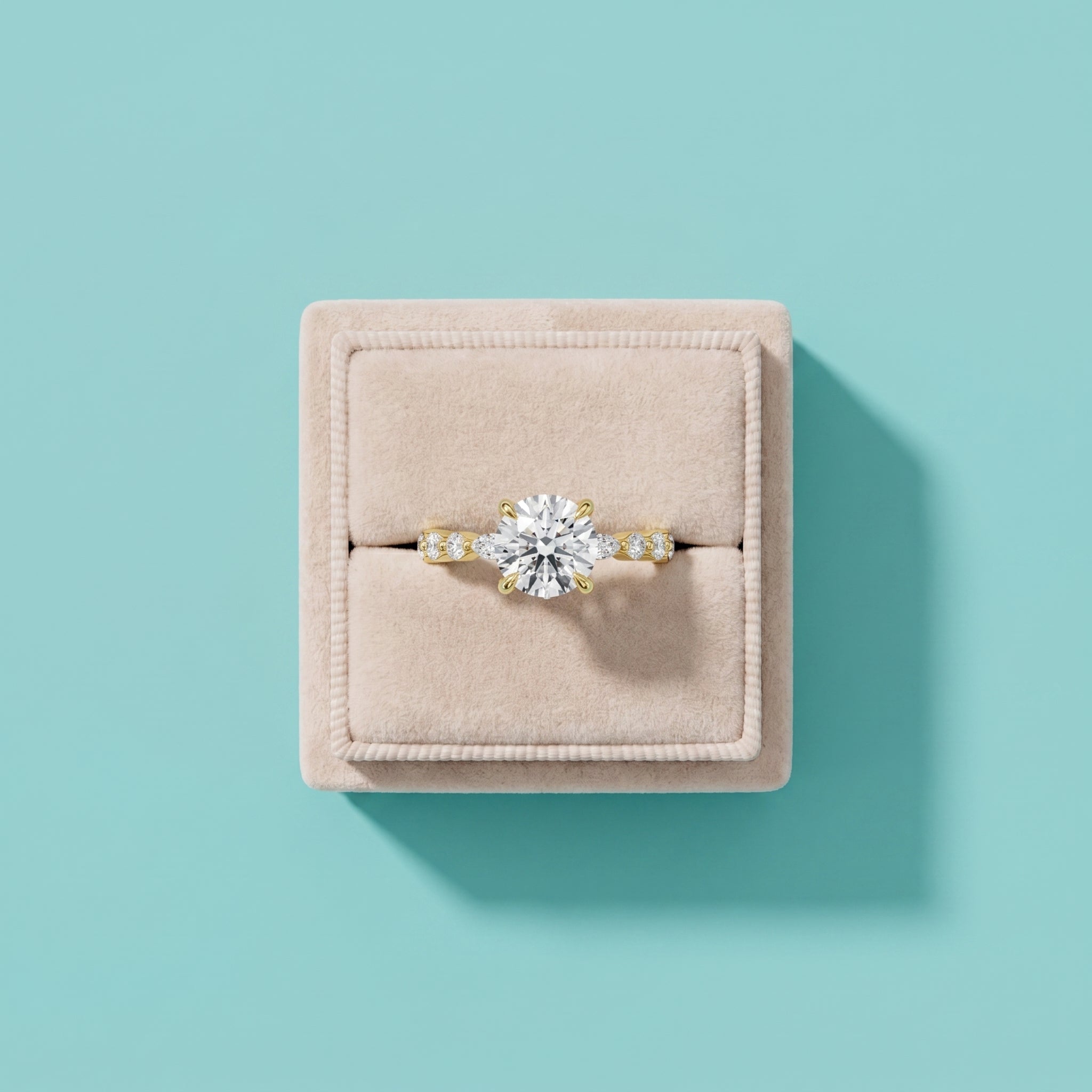 925 Silver 2 Carat Round Cut Moissanite Engagement Ring – Solitaire with Accent Stones | Pavia Jewels
