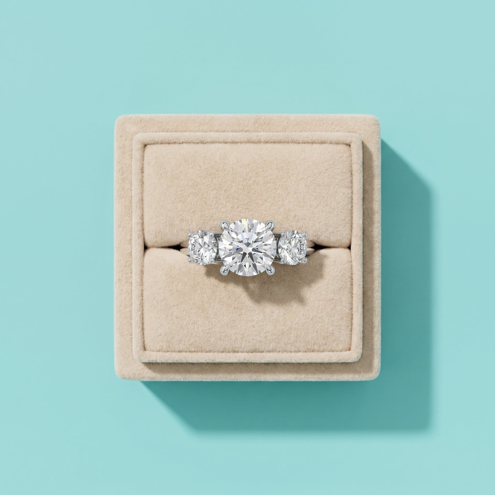 Three-Stone Round Moissanite Engagement Ring in 925 Sterling Silver
