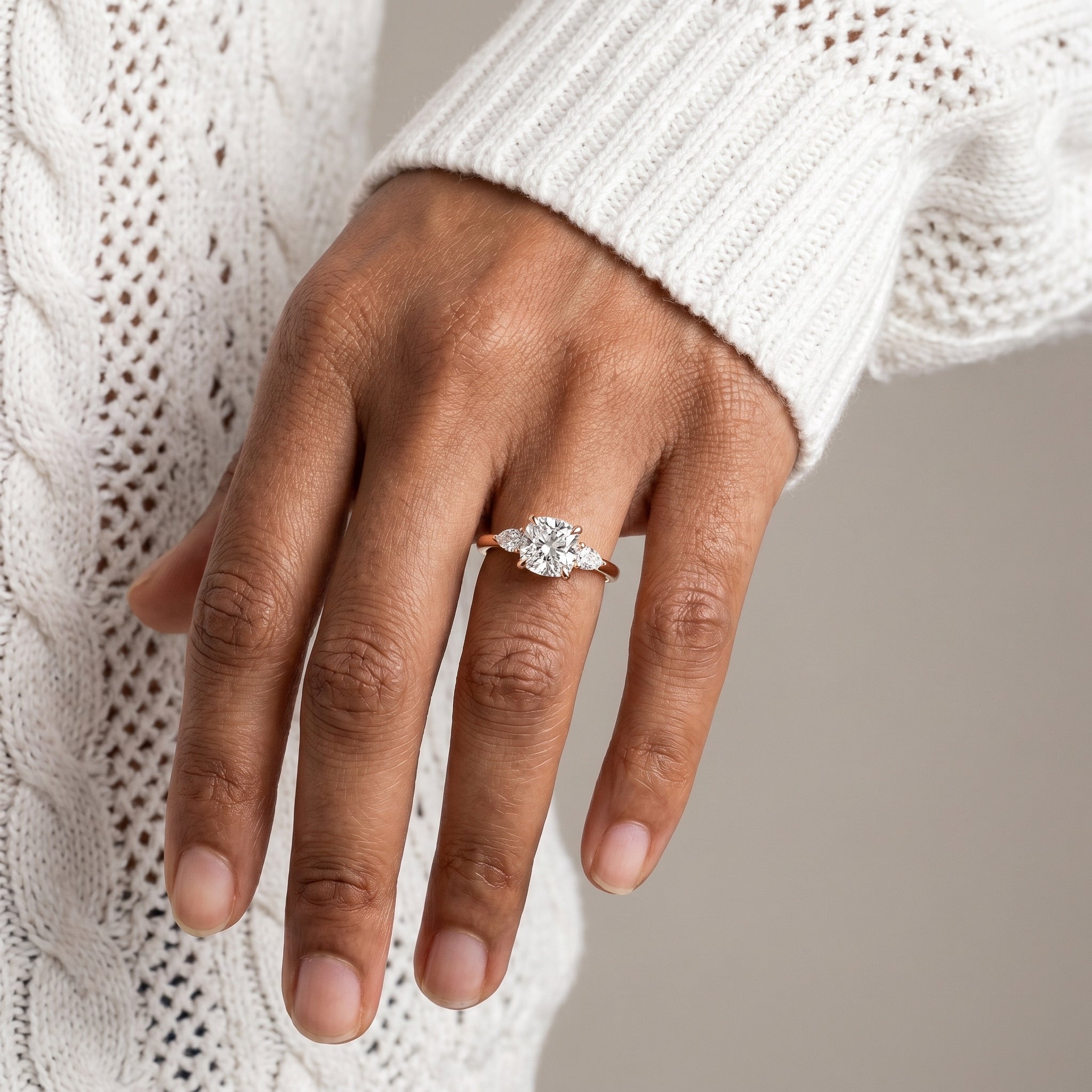 2.5 Carat Cushion Cut Moissanite Three Stone Ring in 925 Sterling Silver