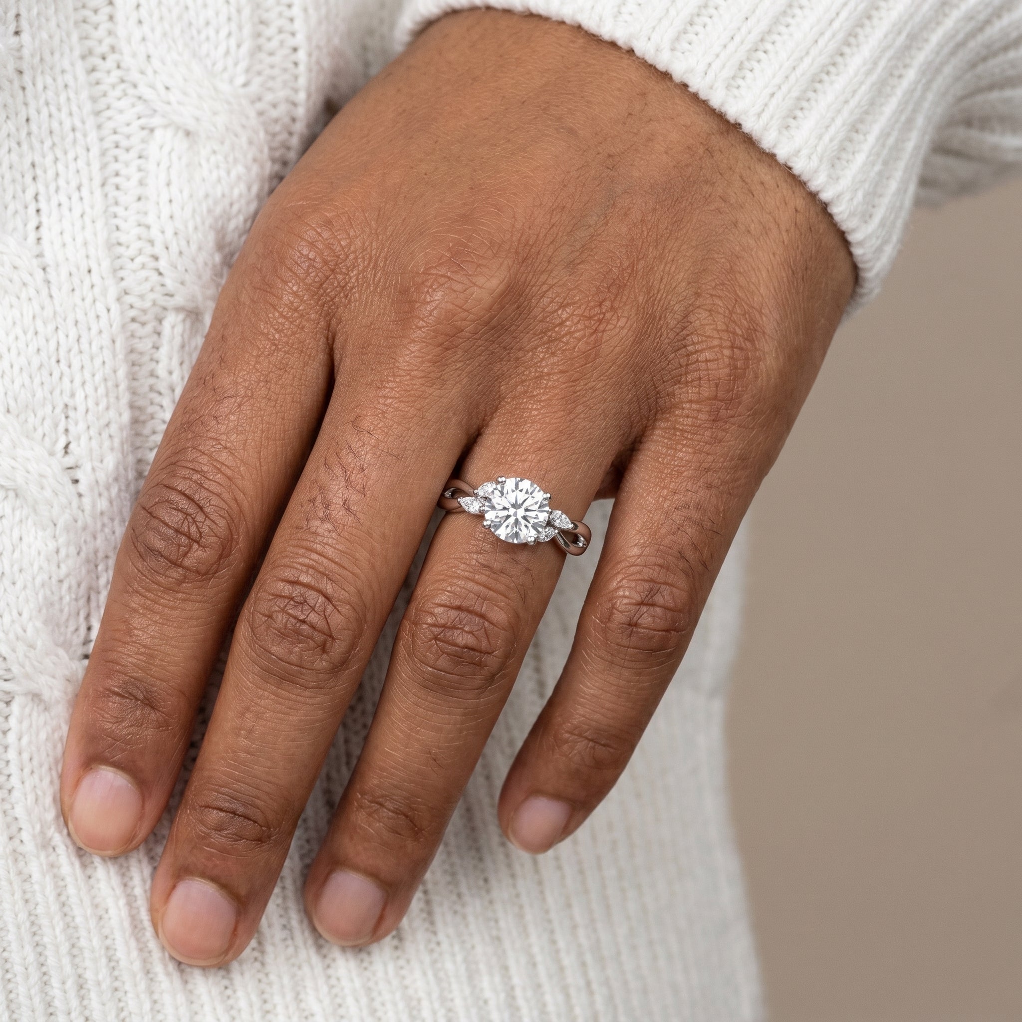 1.5 Carat Round Cut Moissanite Infinity Engagement Ring in 925 Sterling Silver