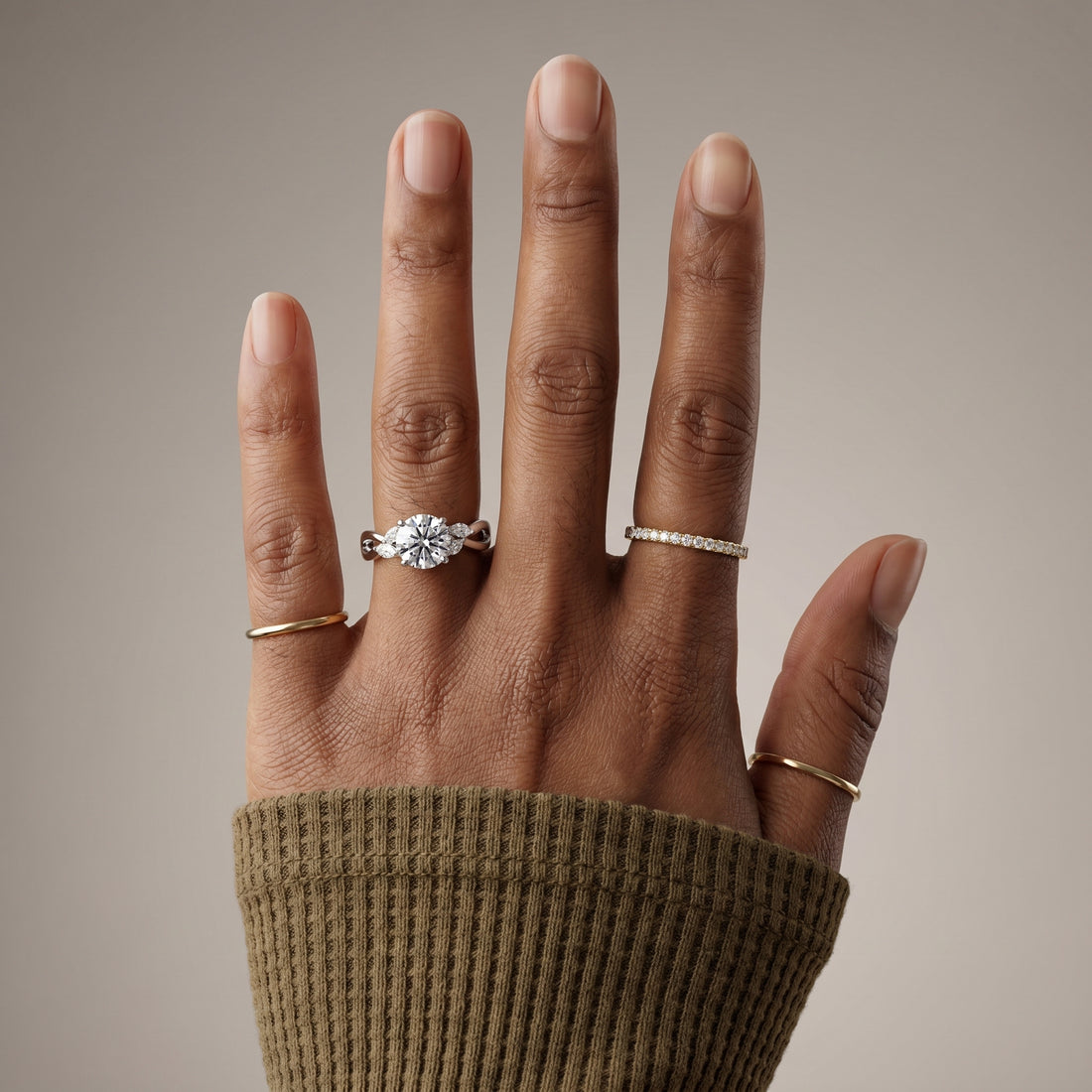 1.5 Carat Round Cut Moissanite Infinity Engagement Ring in 925 Sterling Silver