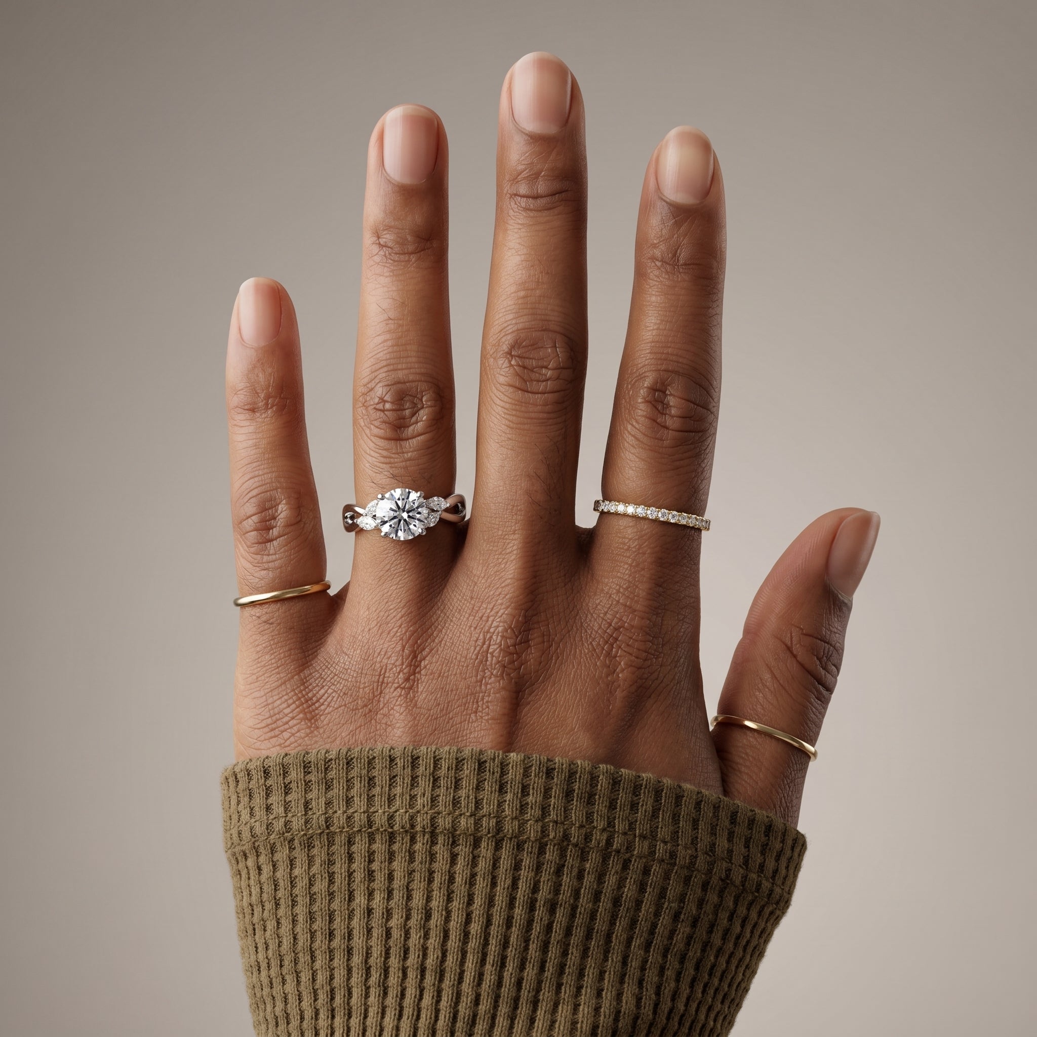 1.5 Carat Round Cut Moissanite Infinity Engagement Ring in 925 Sterling Silver