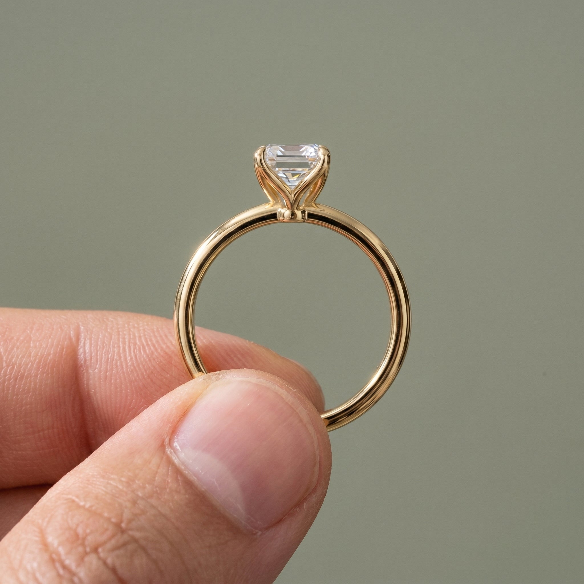 925 Silver Asscher Cut Moissanite Ring | 1 Ct Square Diamond-Look Solitaire Engagement Ring for Women