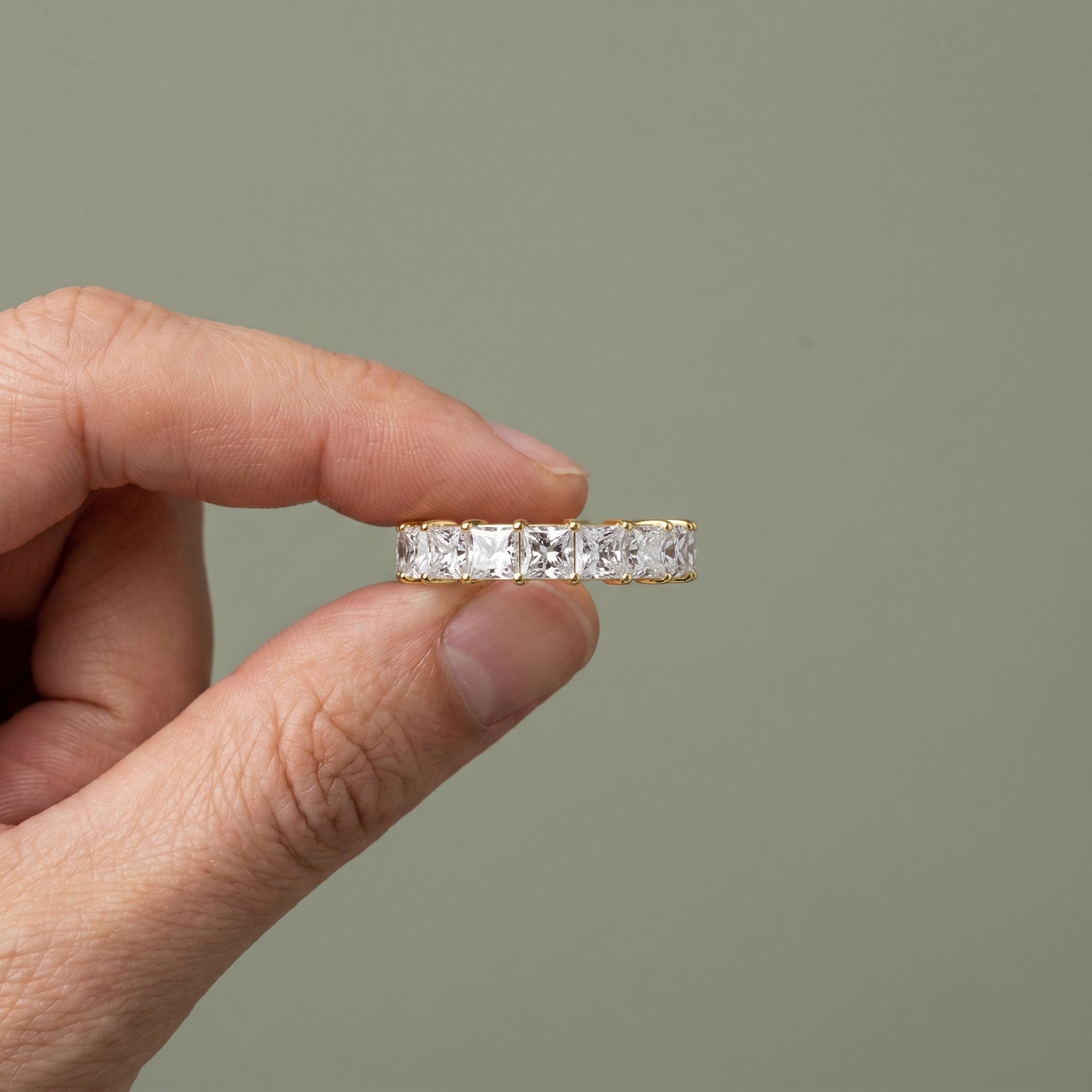 925 Silver Princess Cut Moissanite Eternity Ring – Diamond Look Full Band Luxury Wedding Ring