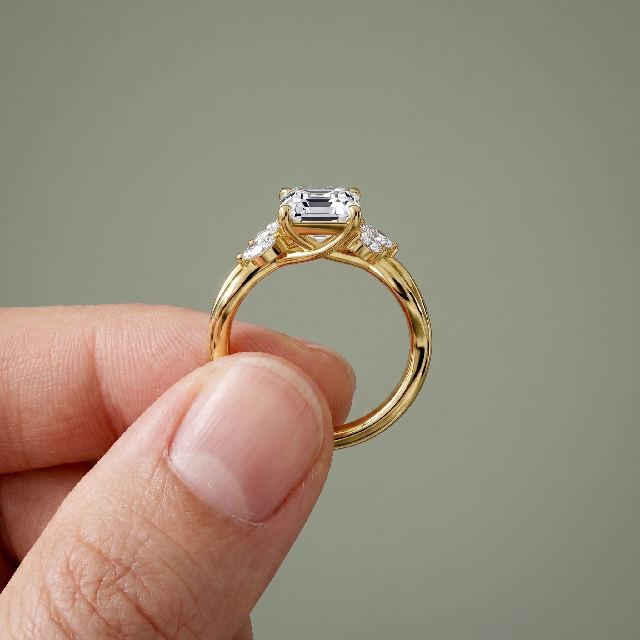 1.5 Carat Asscher Cut Moissanite Infinity Engagement Ring in 925 Sterling Silver