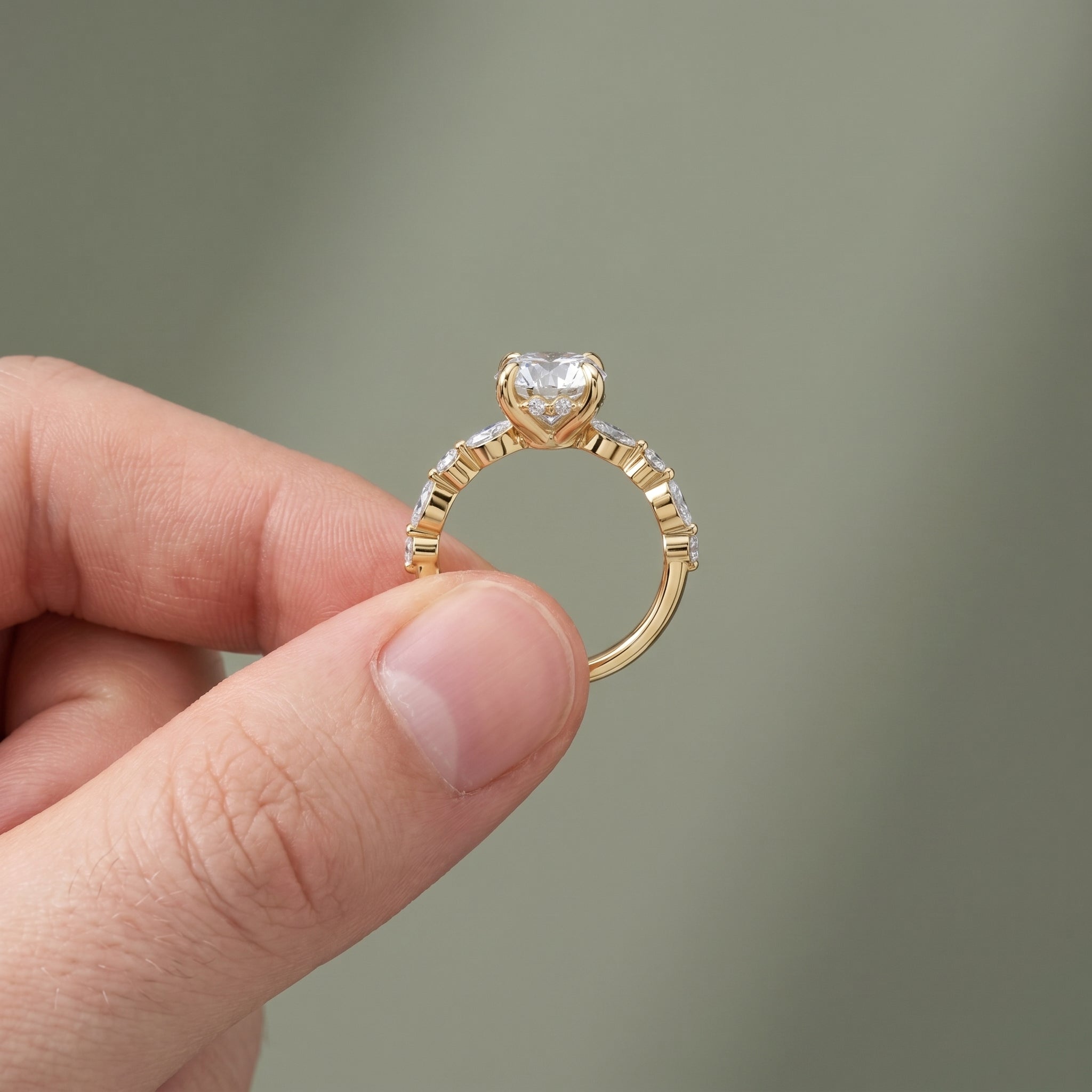 925 Silver 2 Carat Round Cut Moissanite Engagement Ring – Solitaire with Accent Stones | Pavia Jewels