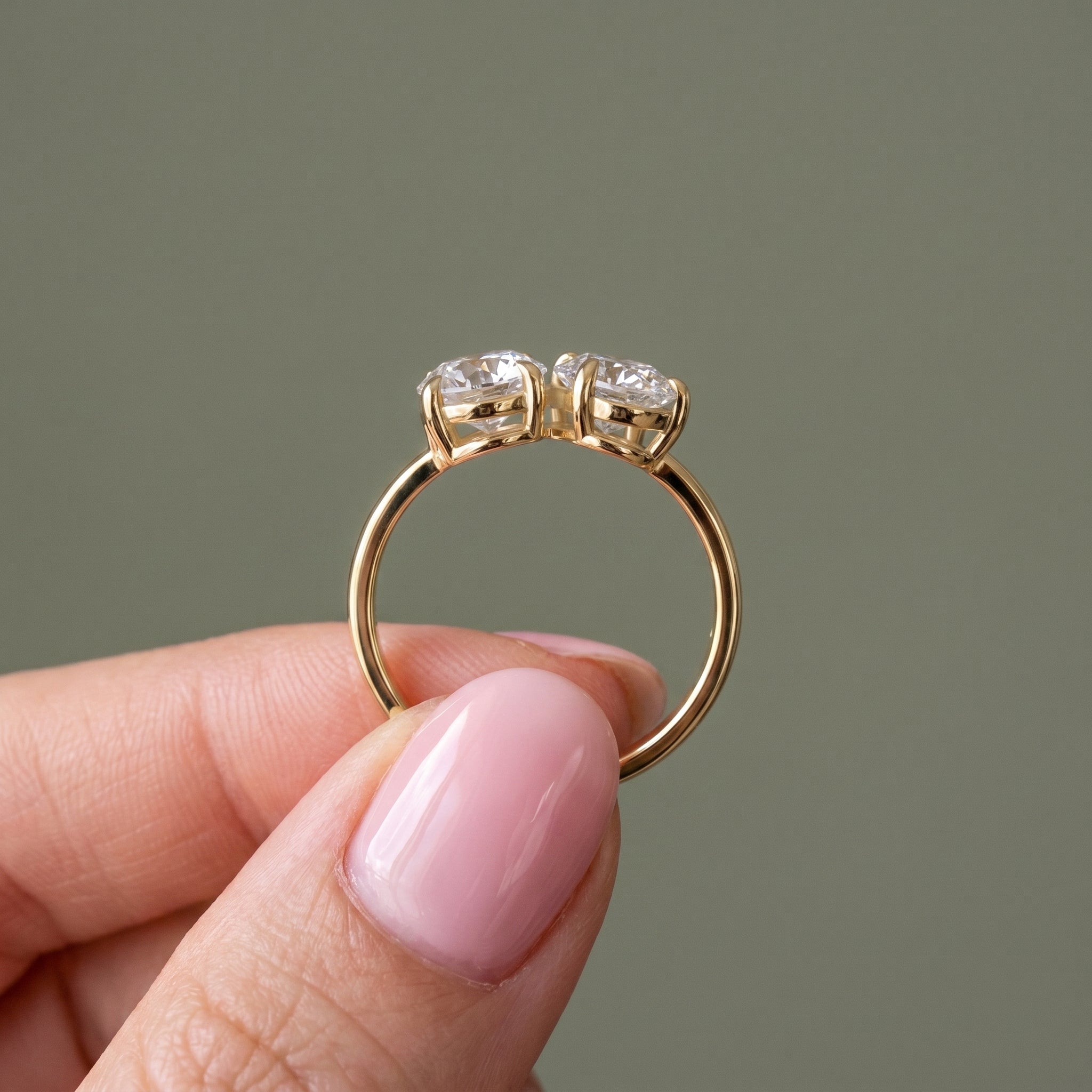 Toi et Moi Round & Pear Moissanite Engagement Ring in 925 Sterling Silver