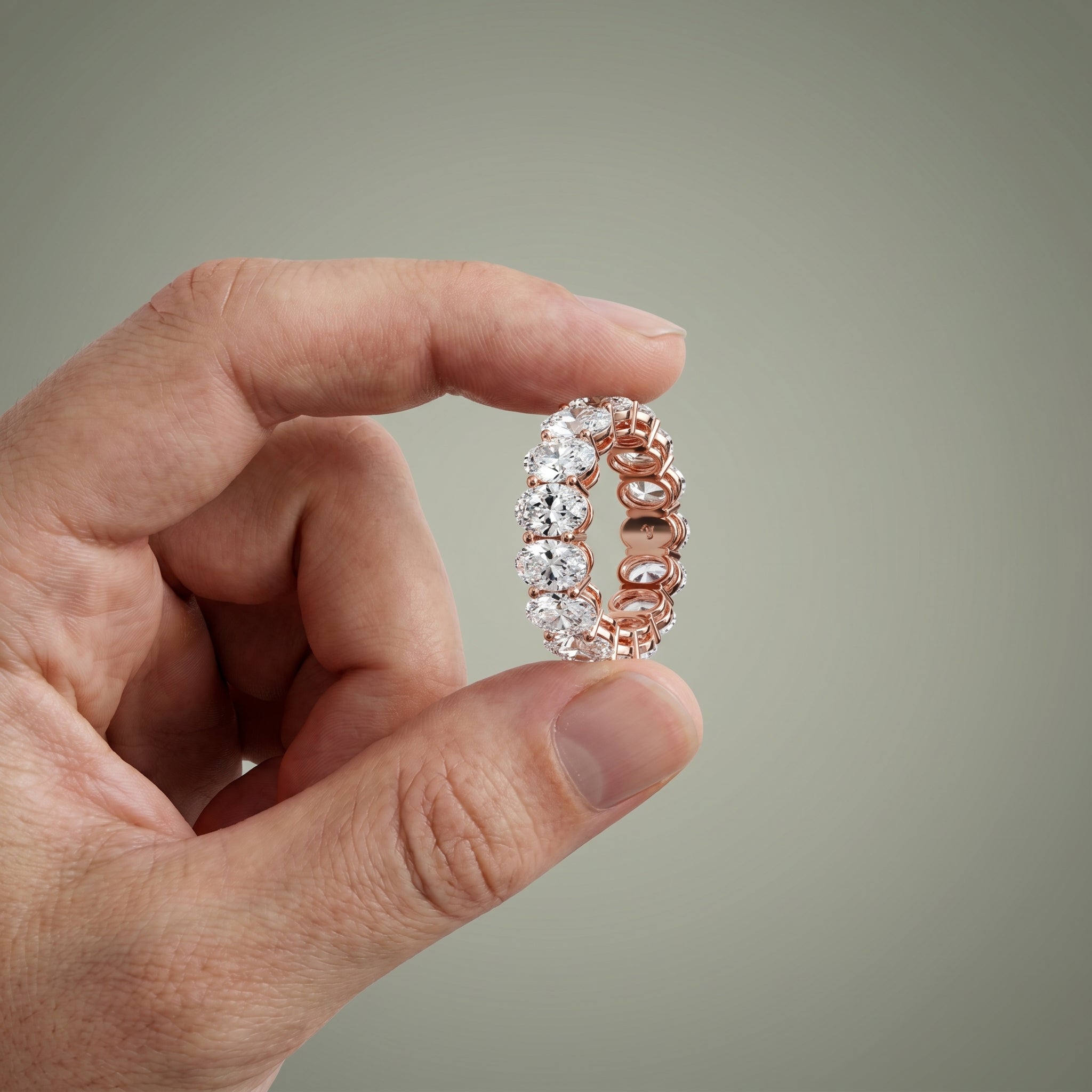 925 Silver Oval Cut Moissanite Eternity Ring – Diamond Look Full Band Luxury Wedding Ring