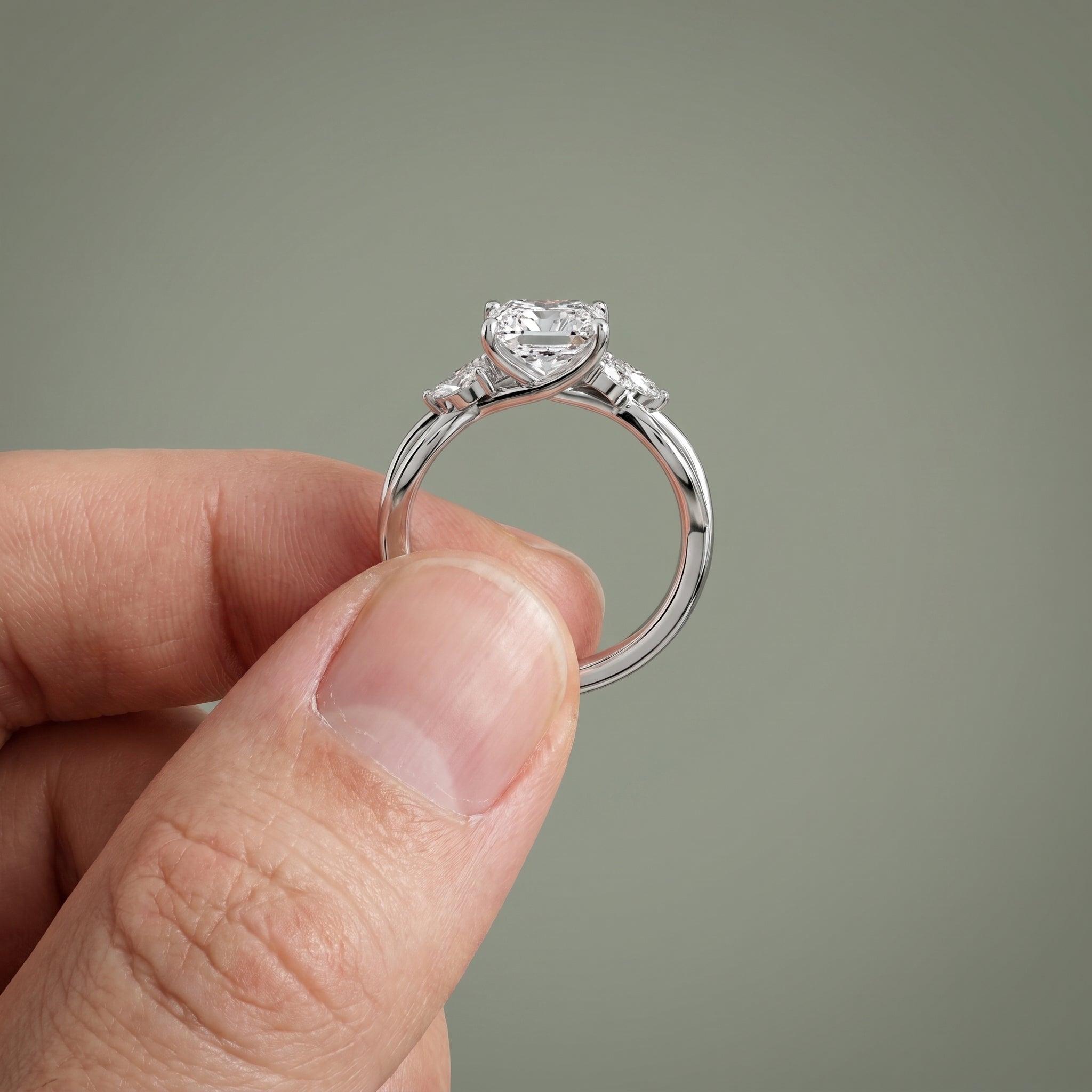 1.5 Carat Princess Cut Moissanite Infinity Engagement Ring in 925 Sterling Silver