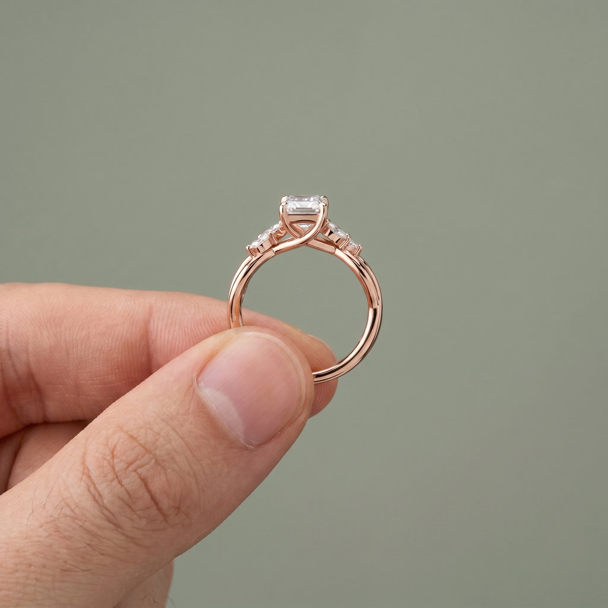 1.5 Carat Emerald Cut Moissanite Infinity Engagement Ring in 925 Sterling Silver