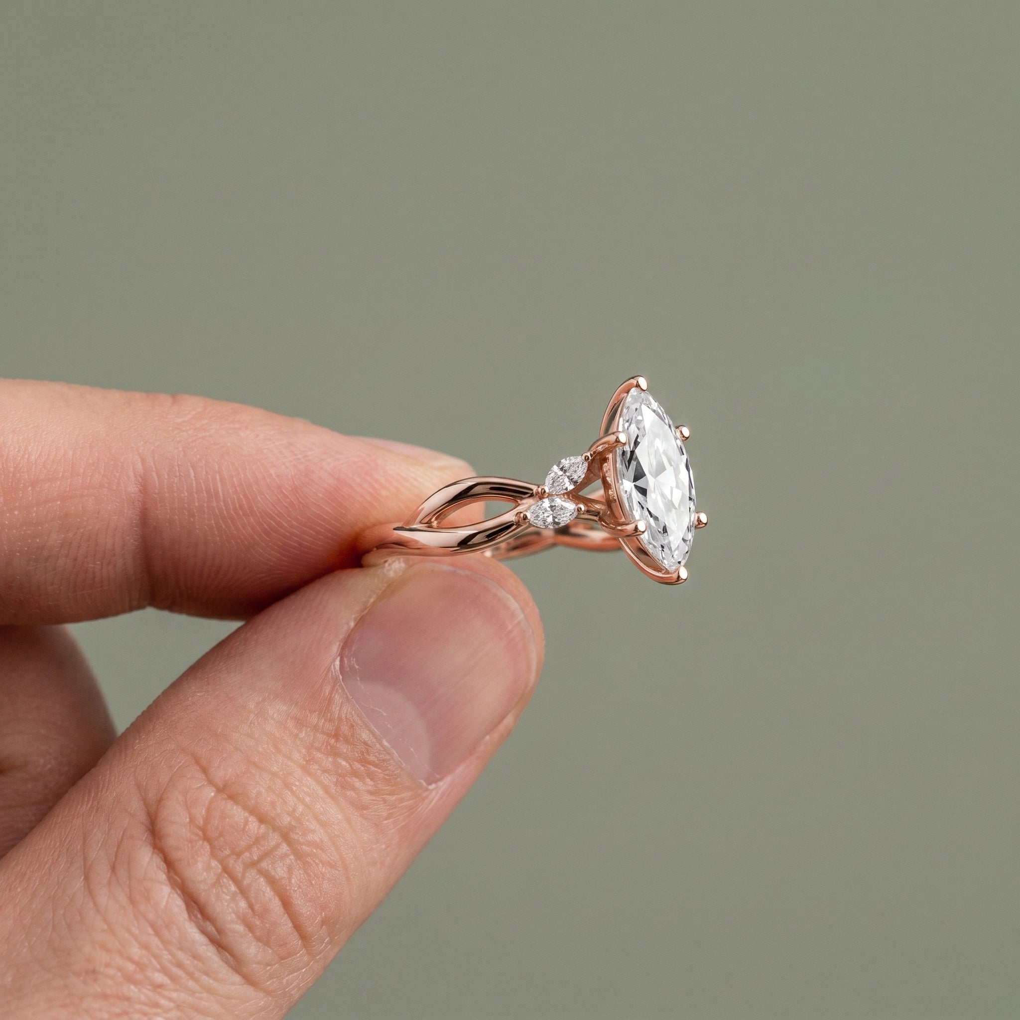 1.5 Carat Marquise Cut Moissanite Infinity Engagement Ring in 925 Sterling Silver