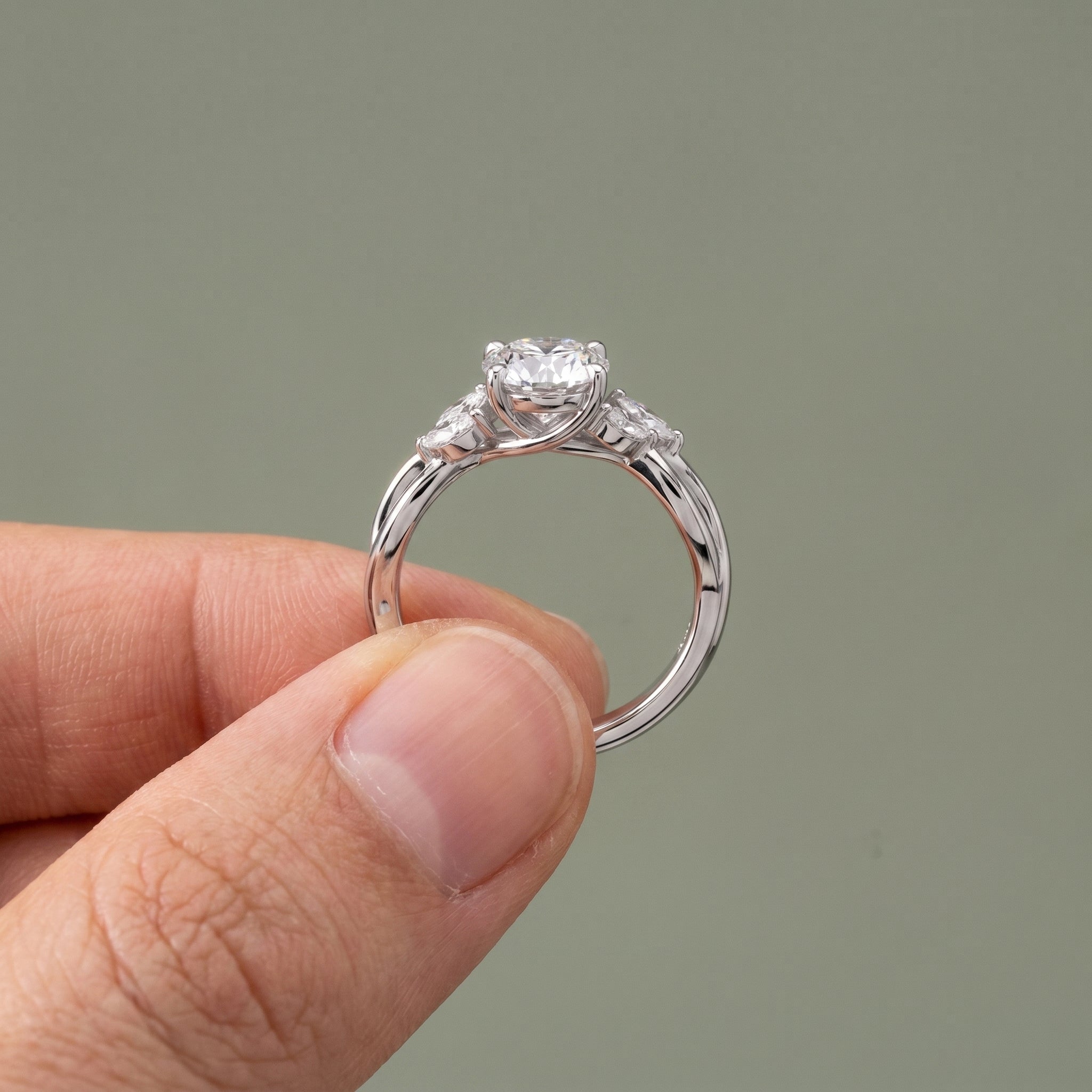 1.5 Carat Round Cut Moissanite Infinity Engagement Ring in 925 Sterling Silver