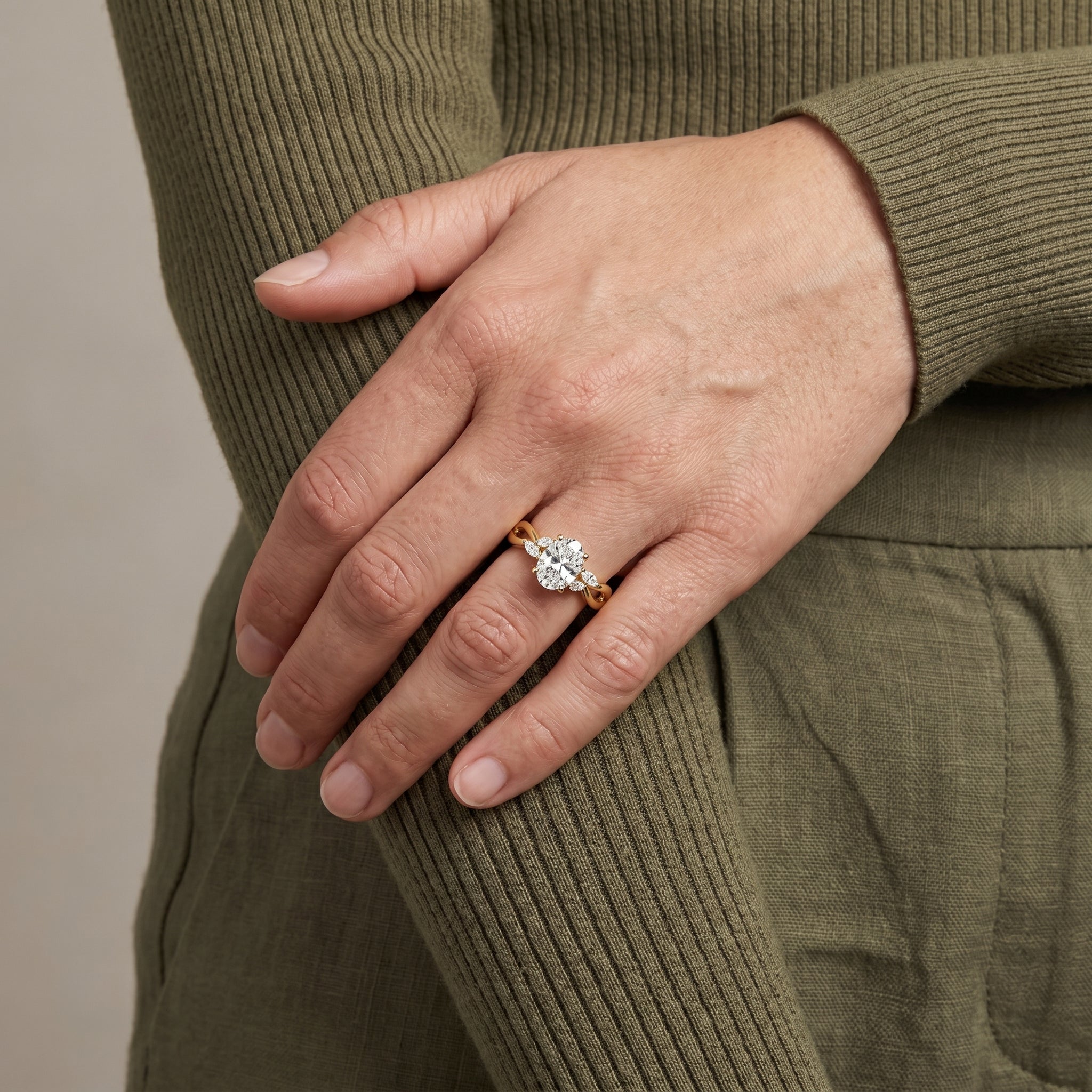 1.5 Carat Oval Cut Moissanite Infinity Engagement Ring in 925 Sterling Silver