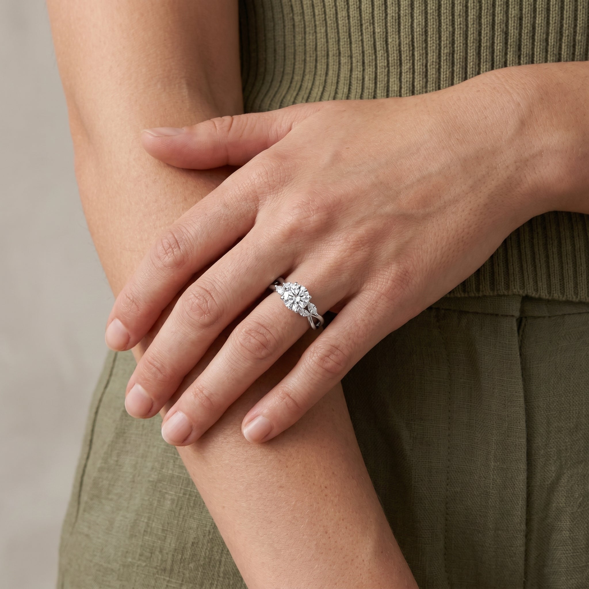1.5 Carat Round Cut Moissanite Infinity Engagement Ring in 925 Sterling Silver