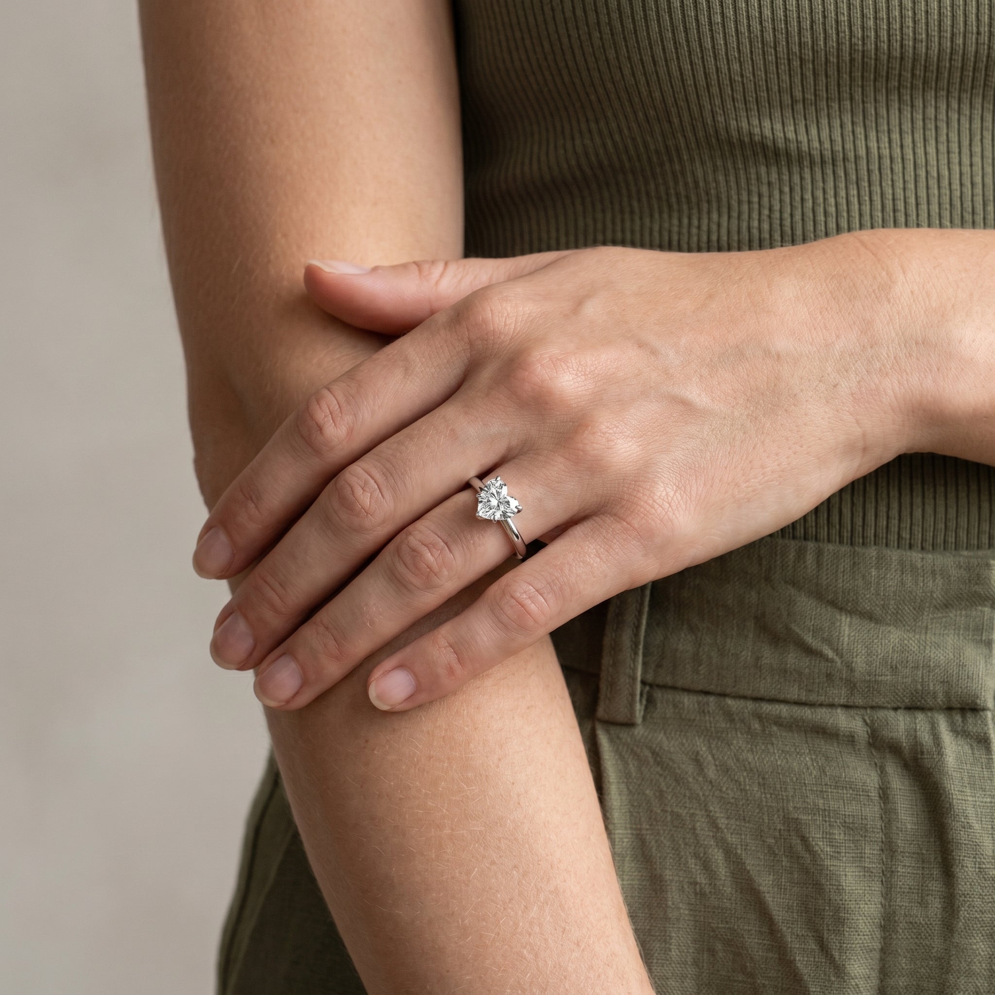 925 Silver Heart Shape Moissanite Ring | 1 Ct Diamond-Look Solitaire Engagement Ring for Women