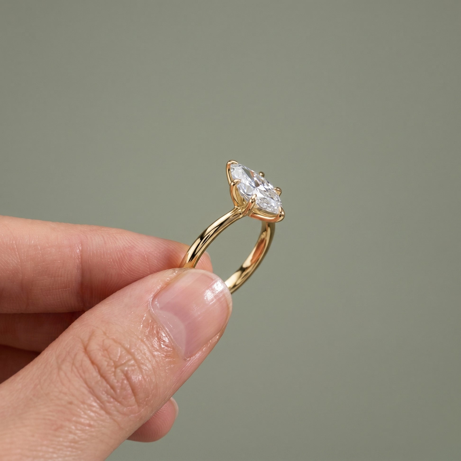 Minimalist marquise engagement ring sleek silver band