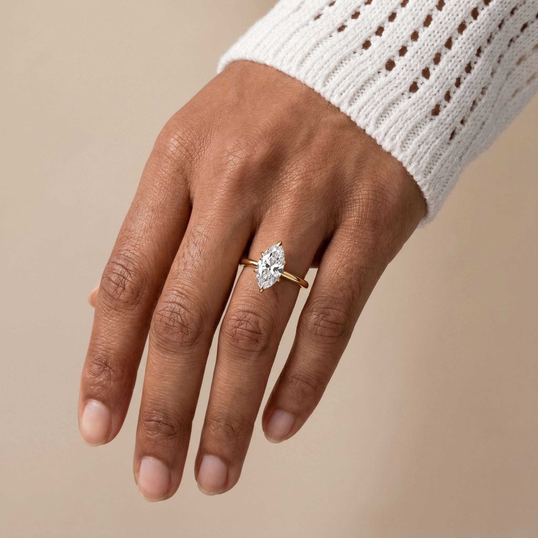 Classic marquise cut moissanite ring for women in silver setting