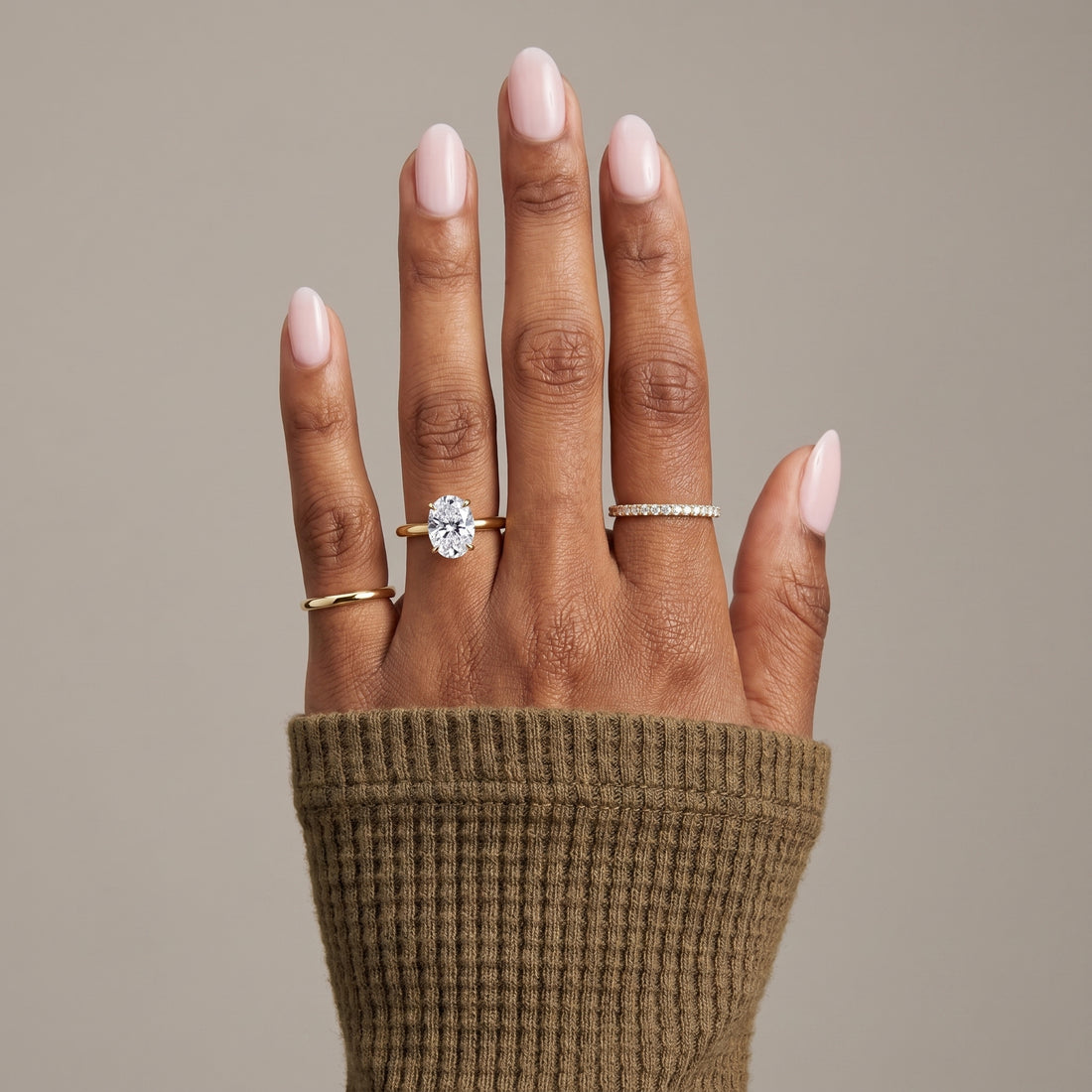 Oval moissanite solitaire ring in yellow gold with 4 prong setting minimalist engagement ring

