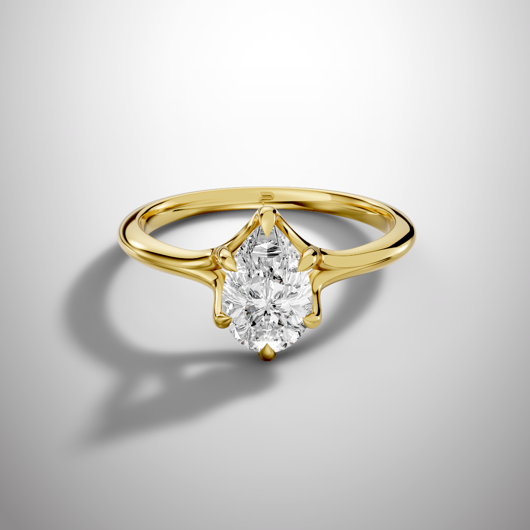 Teardrop moissanite ring with claw prongs minimalist gold band
