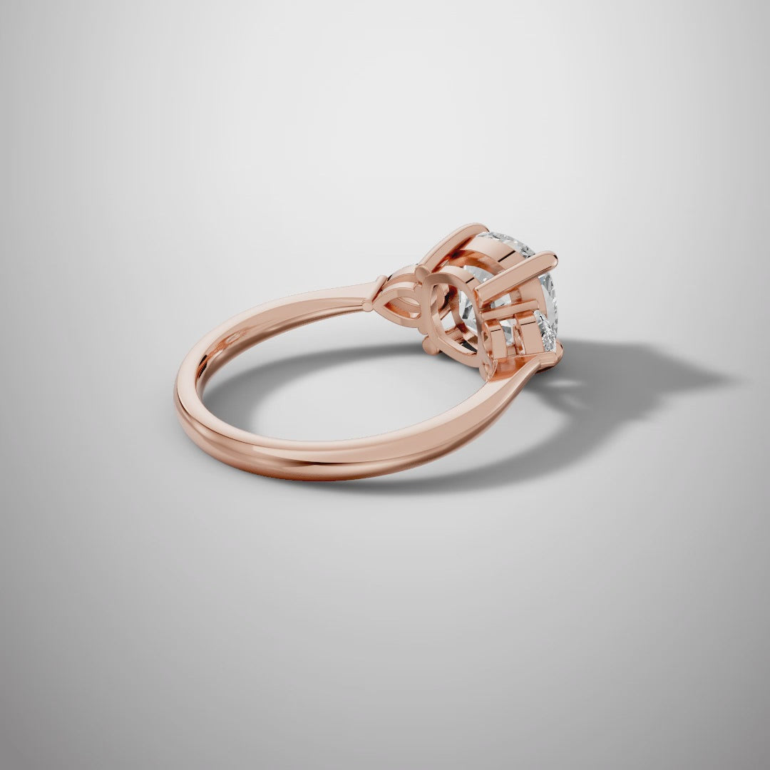 2.5 Carat Cushion Cut Moissanite Three Stone Ring in 925 Sterling Silver