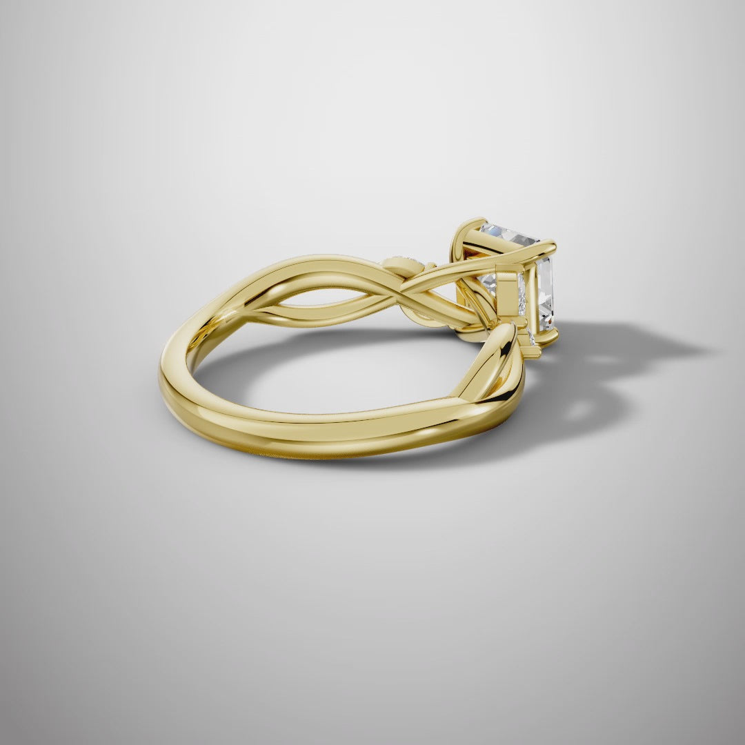 1.5 Carat Asscher Cut Moissanite Infinity Engagement Ring in 925 Sterling Silver