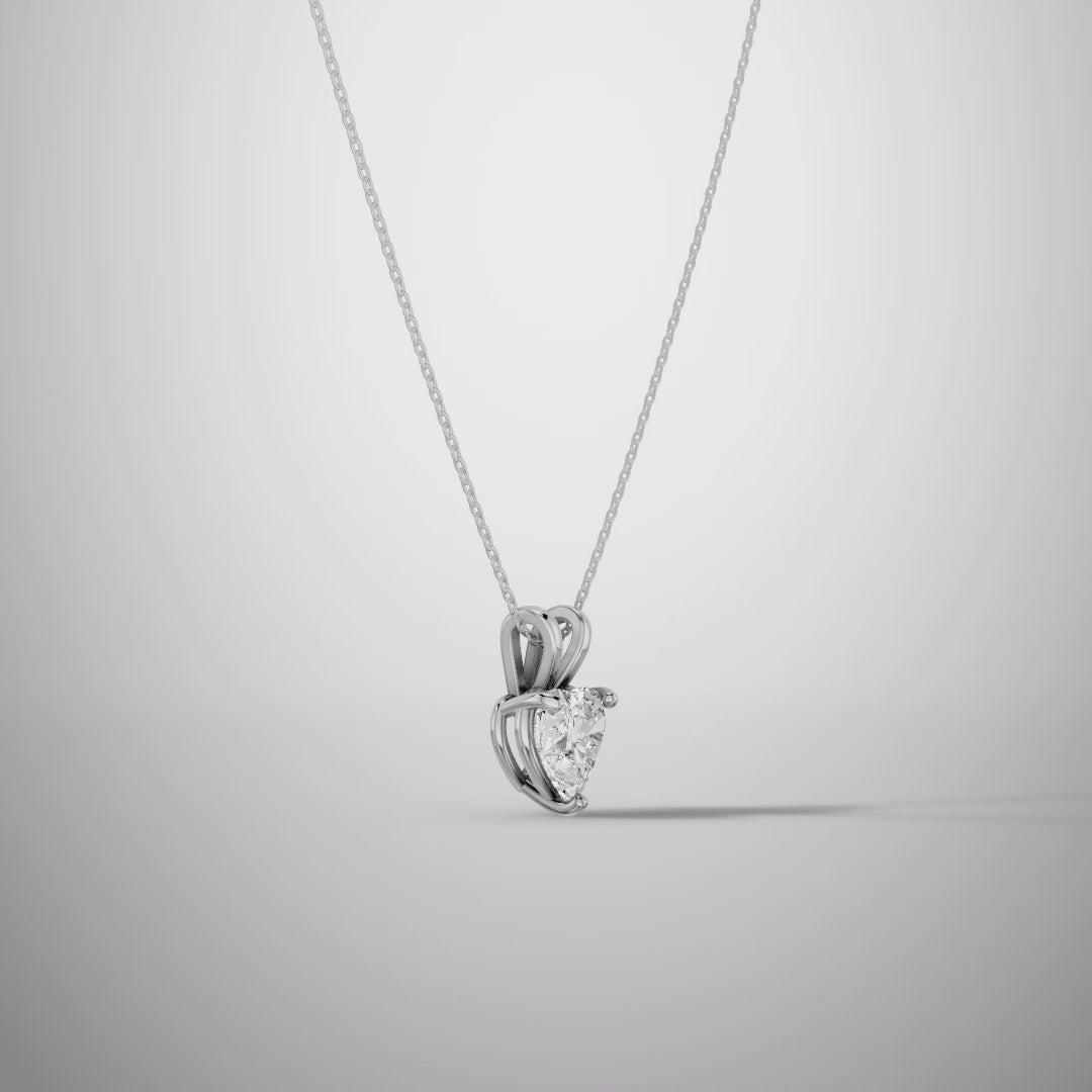 1 Carat Heart Cut Moissanite Pendant Necklace in 925 Sterling Silver | Romantic Solitaire Necklace for Women | Pavia Jewels