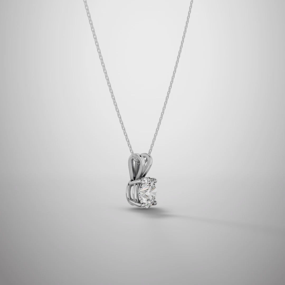1 Carat Round Cut Moissanite Pendant Necklace in 925 Sterling Silver | Classic Solitaire Necklace for Women | Pavia Jewels