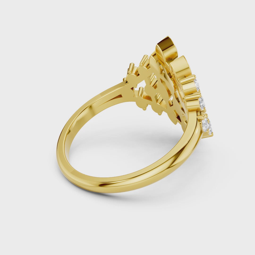 925 Sterling Silver Moissanite Cluster Ring – Elegant Leaf Design for Women