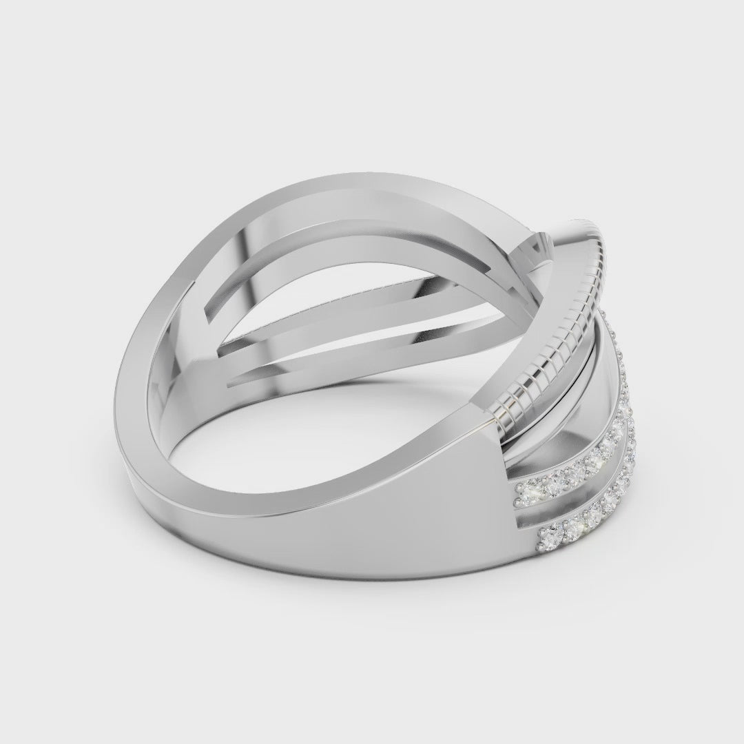 925 Sterling Silver Moissanite Crossover Ring – Modern Twist Design for Women