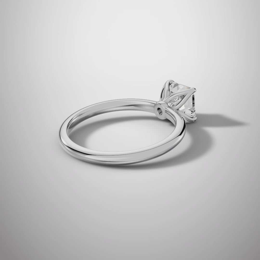 925 Silver Asscher Cut Moissanite Ring | 1 Ct Square Diamond-Look Solitaire Engagement Ring for Women