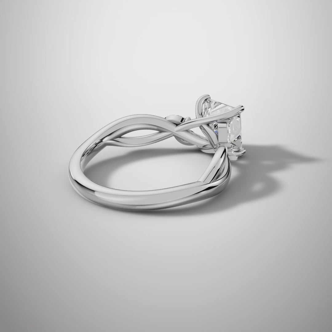 1.5 Carat Princess Cut Moissanite Infinity Engagement Ring in 925 Sterling Silver