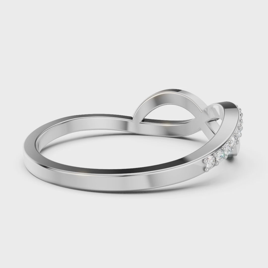 Pave Moissanite Infinity Knot Ring - Sterling Silver Eternity Band