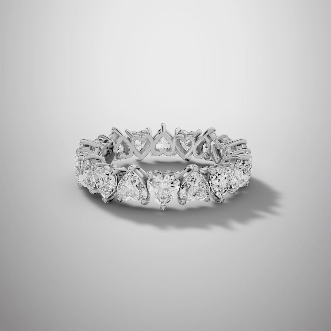 925 Silver Heart Shape Moissanite Eternity Ring – Diamond Look Full Band Romantic Luxury Ring