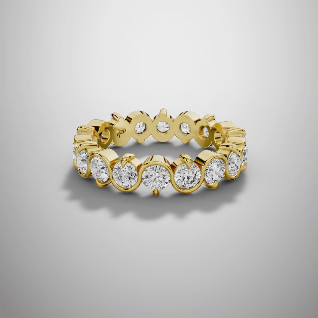 925 Silver Round Cut Moissanite Bezel Eternity Ring – Diamond Look Full Band Luxury Wedding Ring