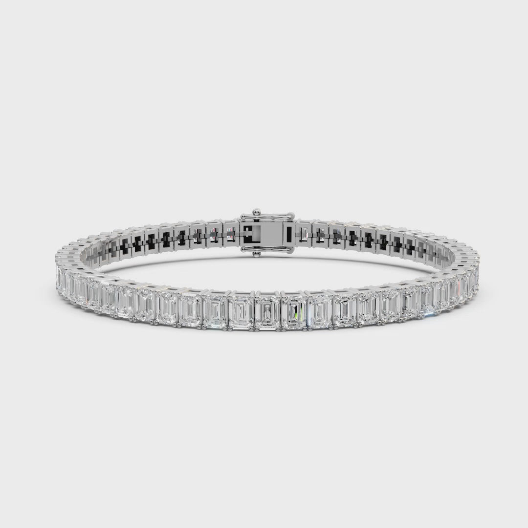 The Radiant Emerald Moissanite Tennis Bracelet in 925 Sterling Silver