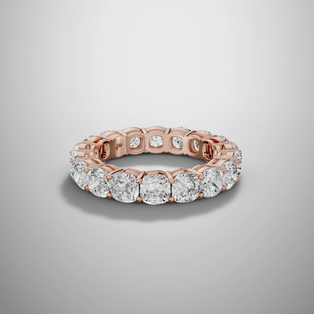 925 Silver Cushion Cut Moissanite Eternity Ring – Diamond Look Full Band Luxury Wedding Ring