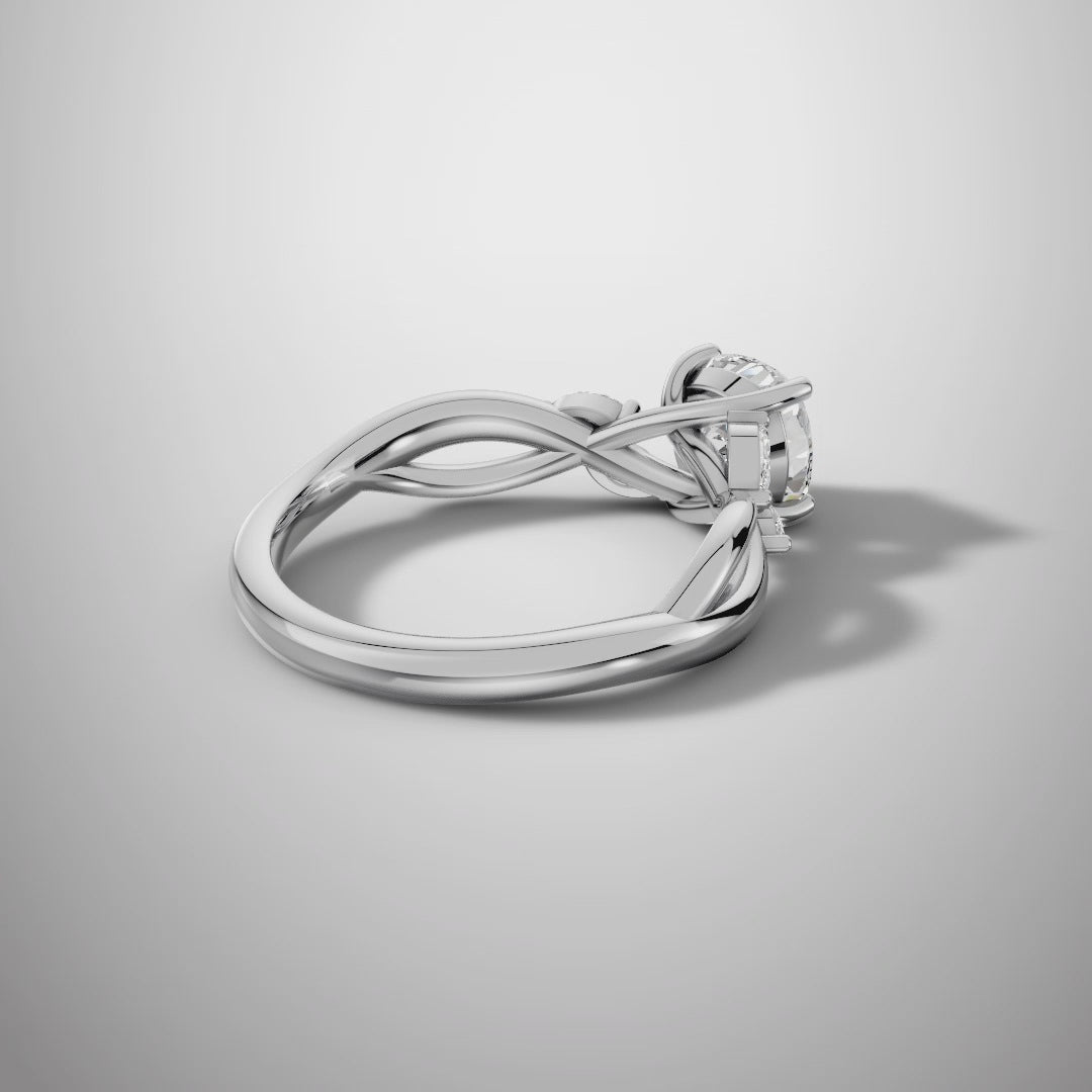 1.5 Carat Cushion Cut Moissanite Infinity Engagement Ring in 925 Sterling Silver
