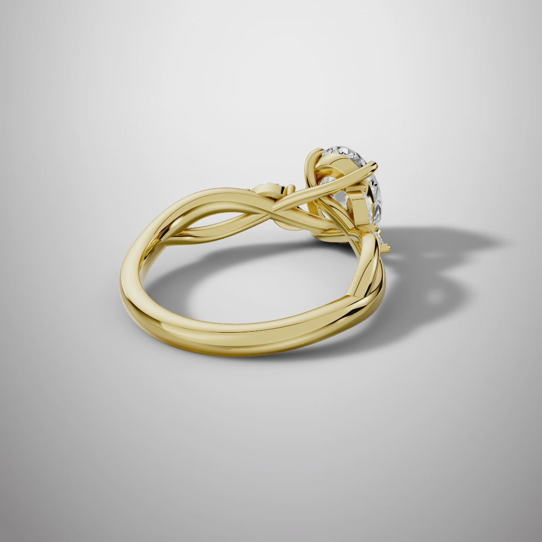1.5 Carat Oval Cut Moissanite Infinity Engagement Ring in 925 Sterling Silver