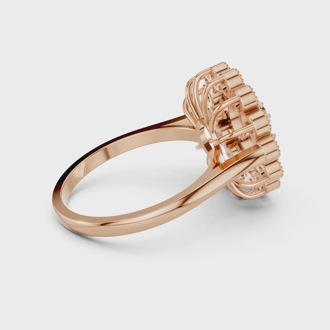 Luxury Moissanite Cluster Ring | Premium Sterling Silver 925 Baguette & Halo Design